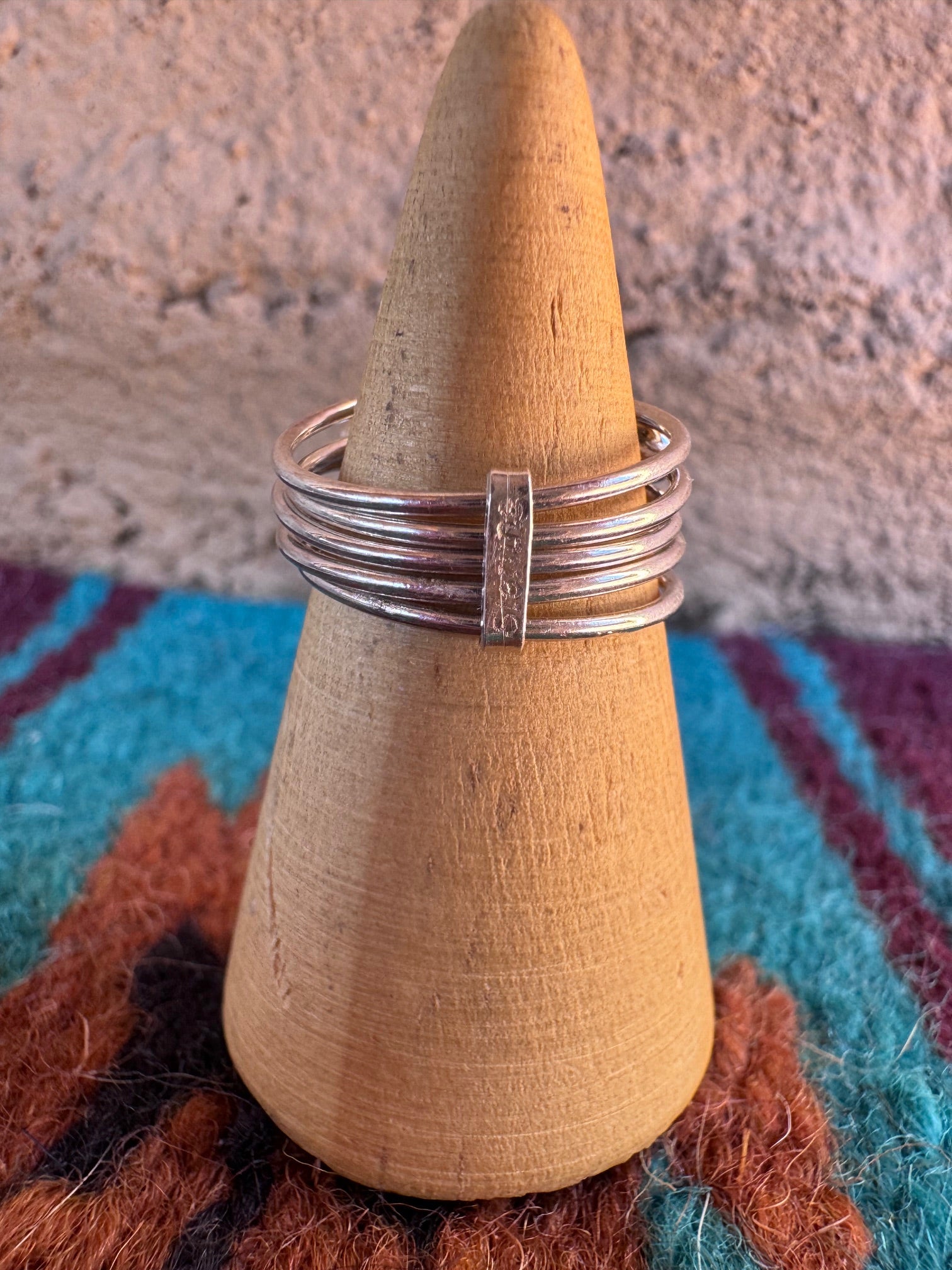 Handcrafted Sterling Silver & Turquoise 5 Stacker Ring