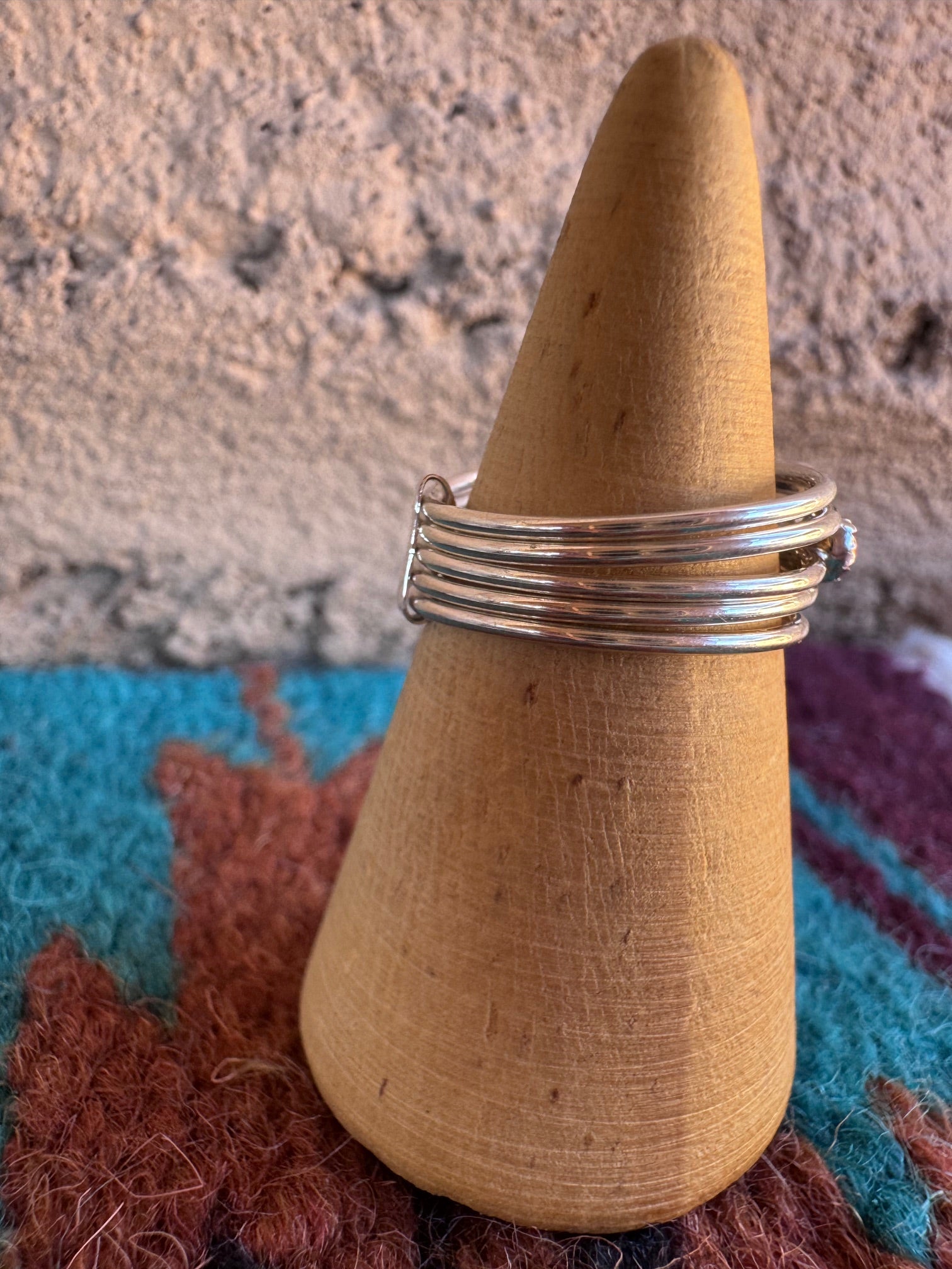 Handcrafted Sterling Silver & Multi Colored Fire Opal 5 Stacker Ring Size 7