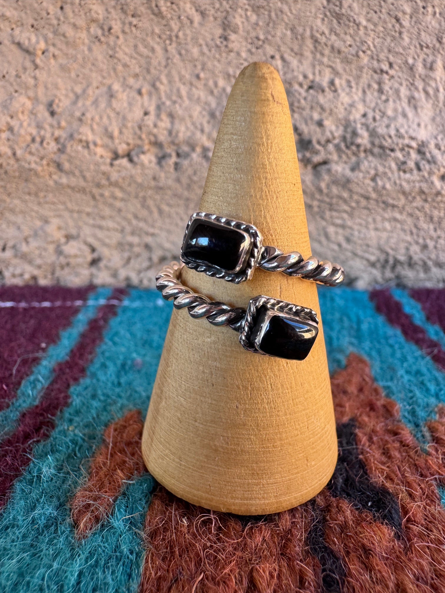 Handmade Onyx & Sterling Silver Adjustable Ring