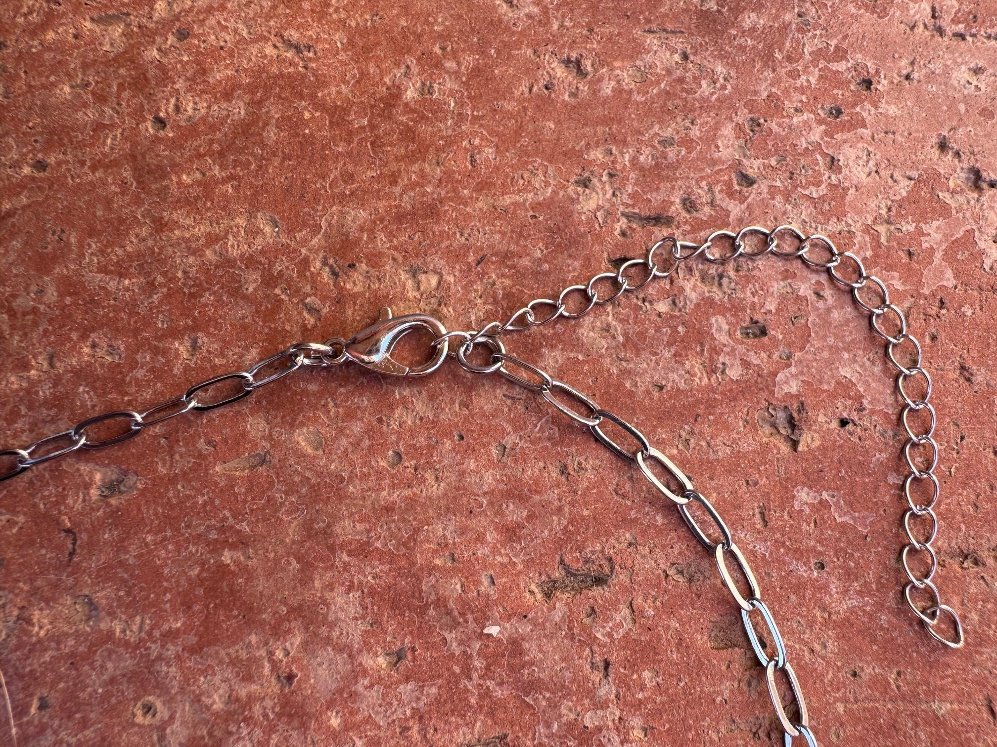 Handmade Sterling Silver & Verascite Sea Sediment Chain Choker Necklace 16"