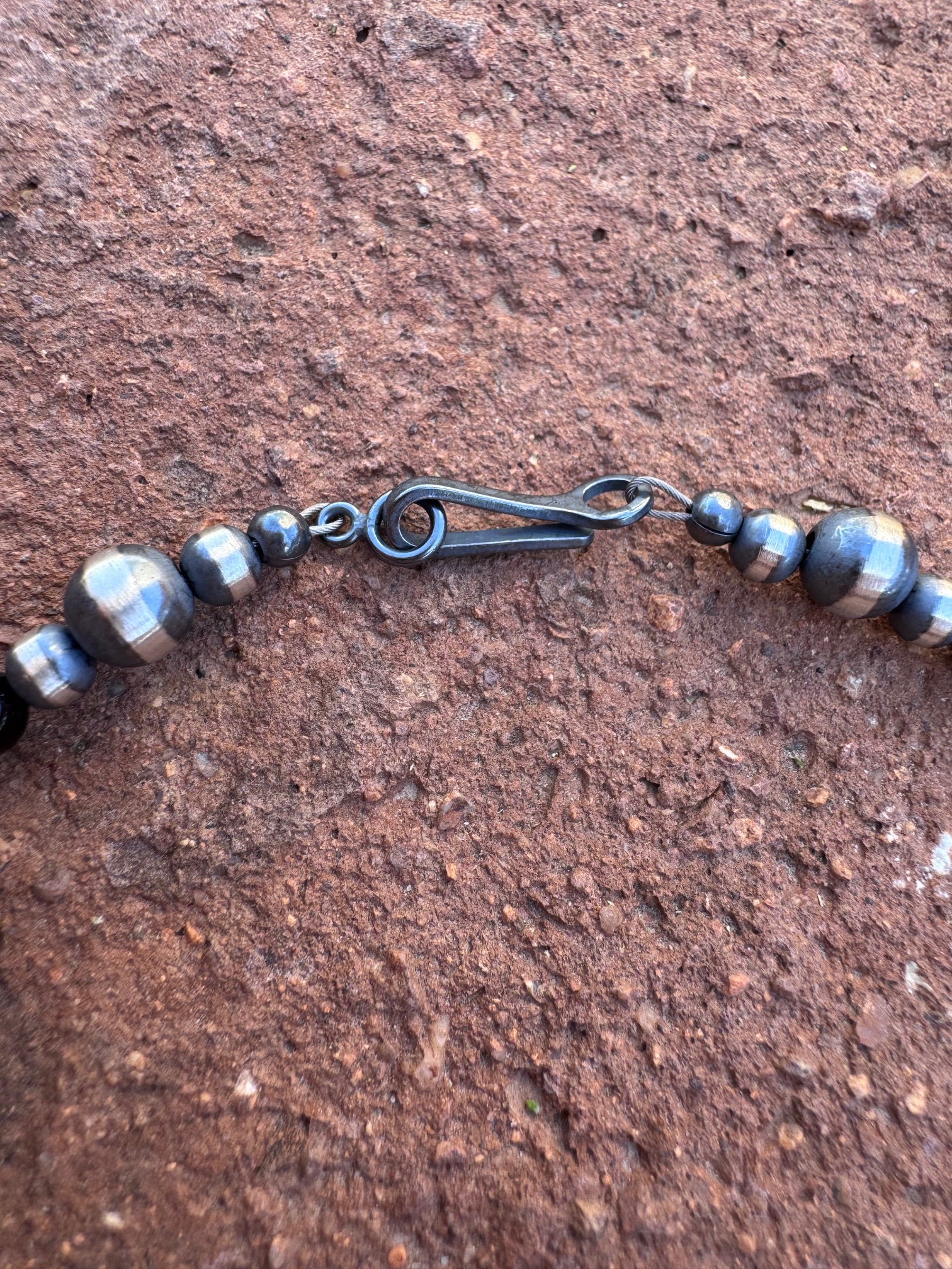 Handcrafted Sterling Silver Pearl & Black Onyx 4-6mm Beaded 24” Necklace