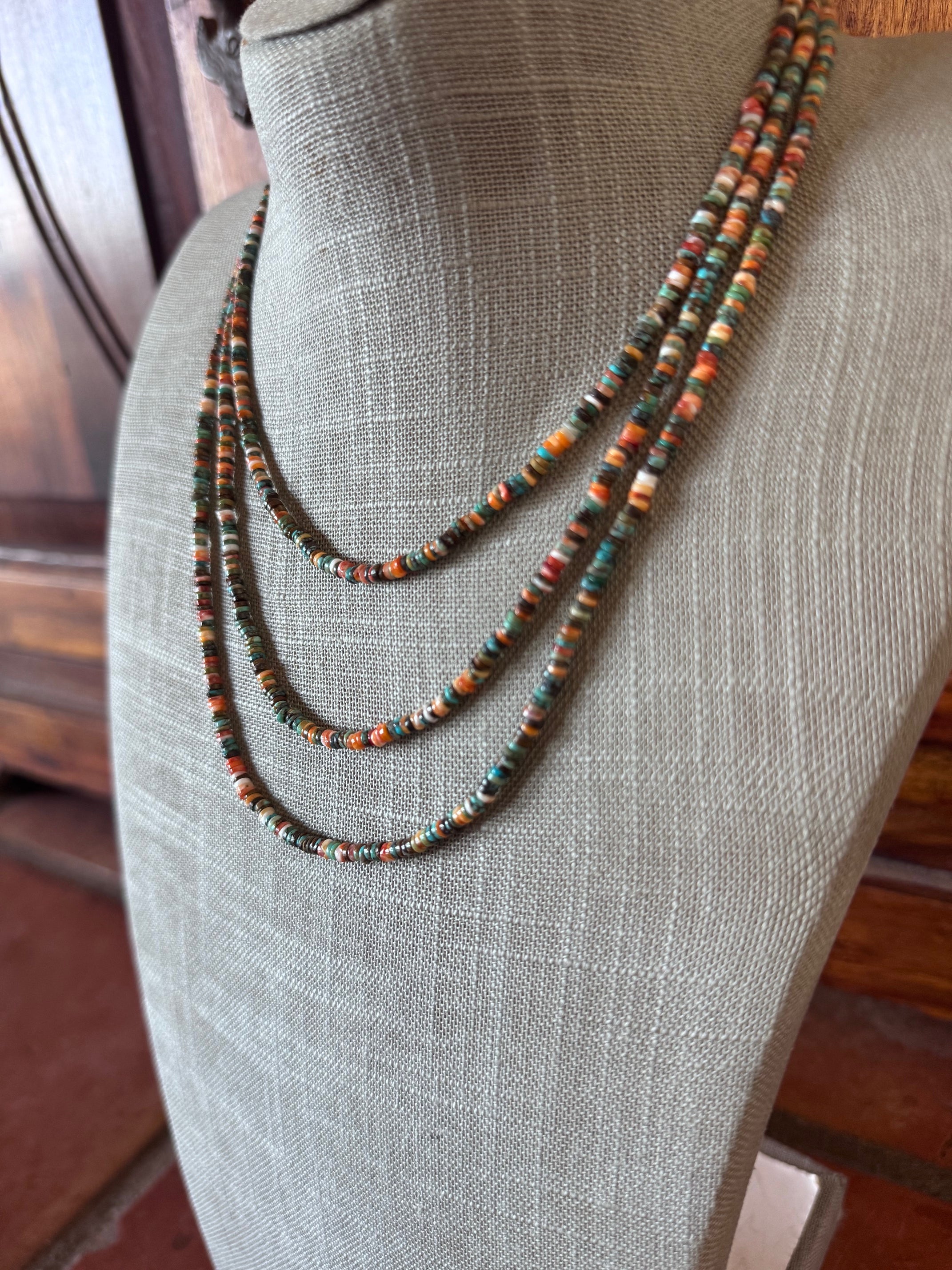 Handcrafted Sterling Silver, Spiny and Turquoise Beaded Necklace
