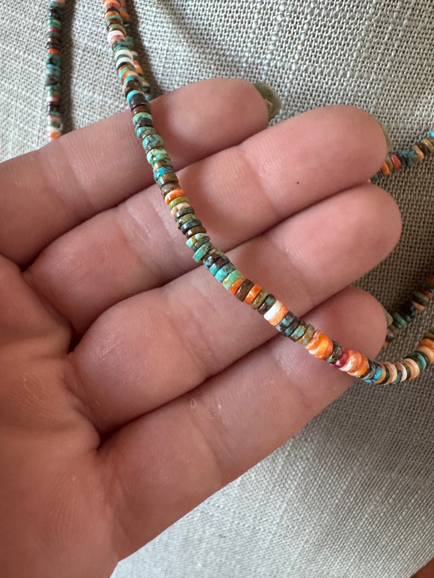 Handcrafted Sterling Silver, Spiny and Turquoise Beaded Necklace