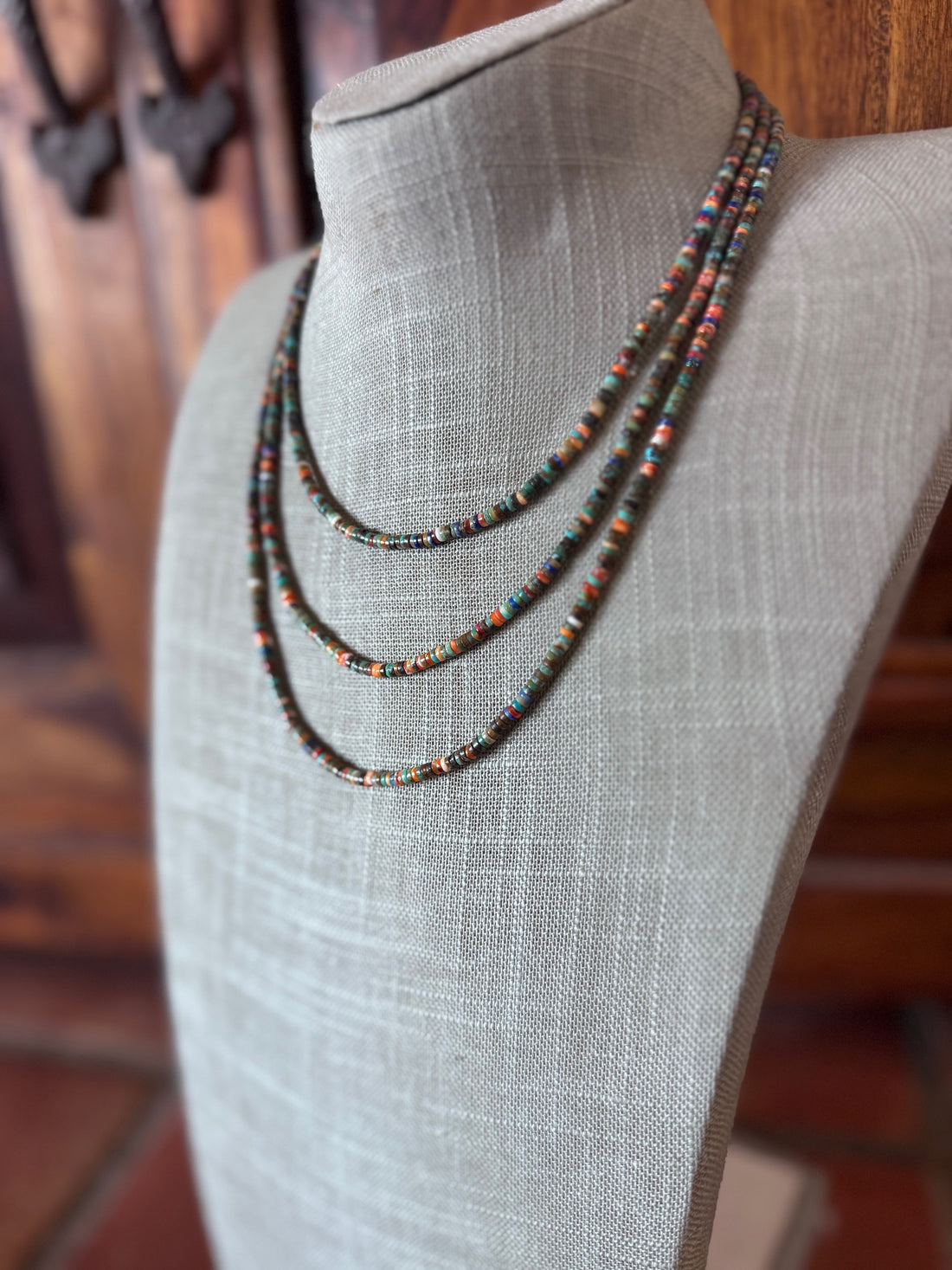 Handcrafted Sterling Silver, Spiny, Lapis and Multi Stone Beaded Necklace