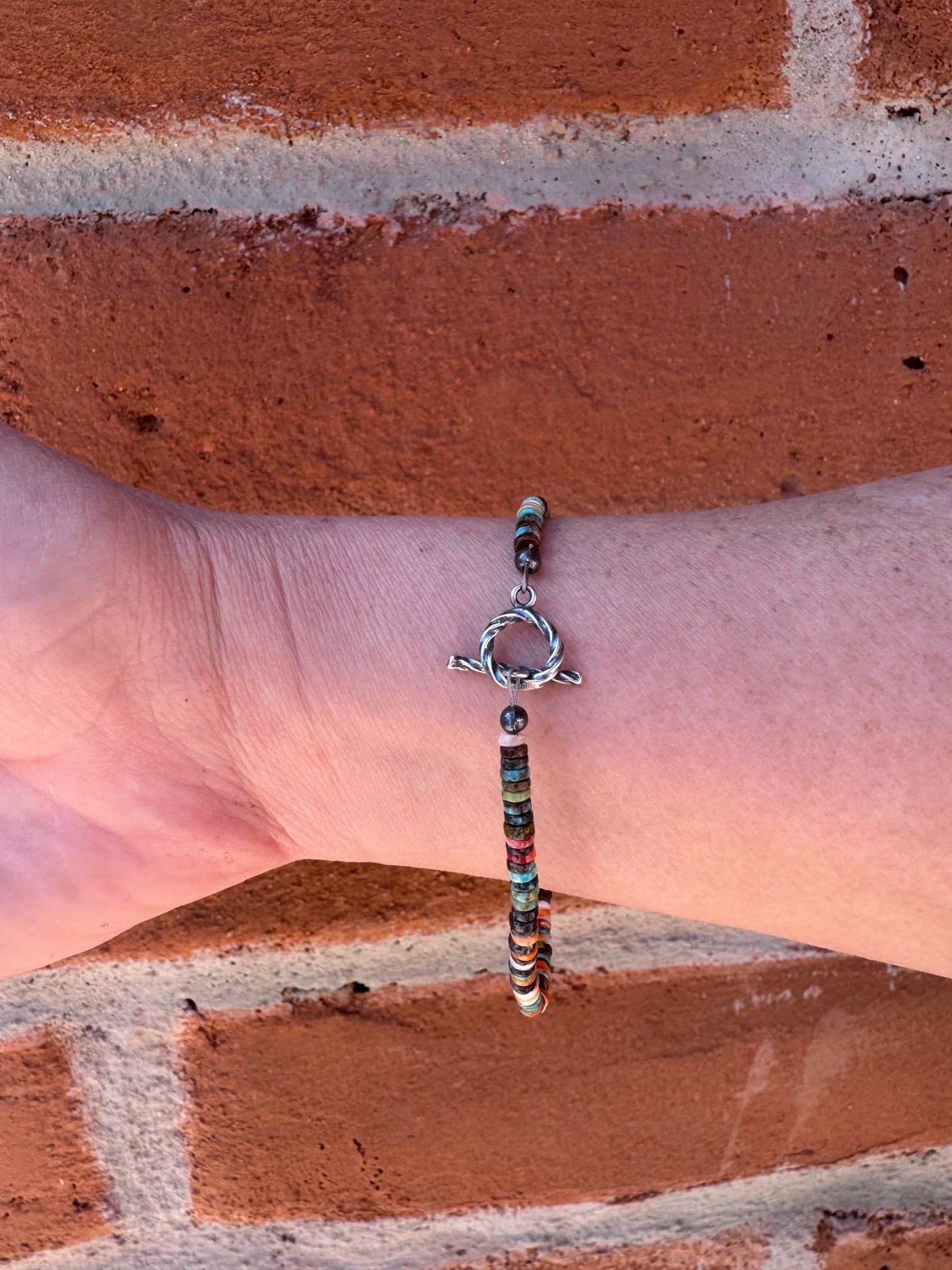 Handcrafted Spiny, Turquoise & Sterling Silver Beaded Bracelet