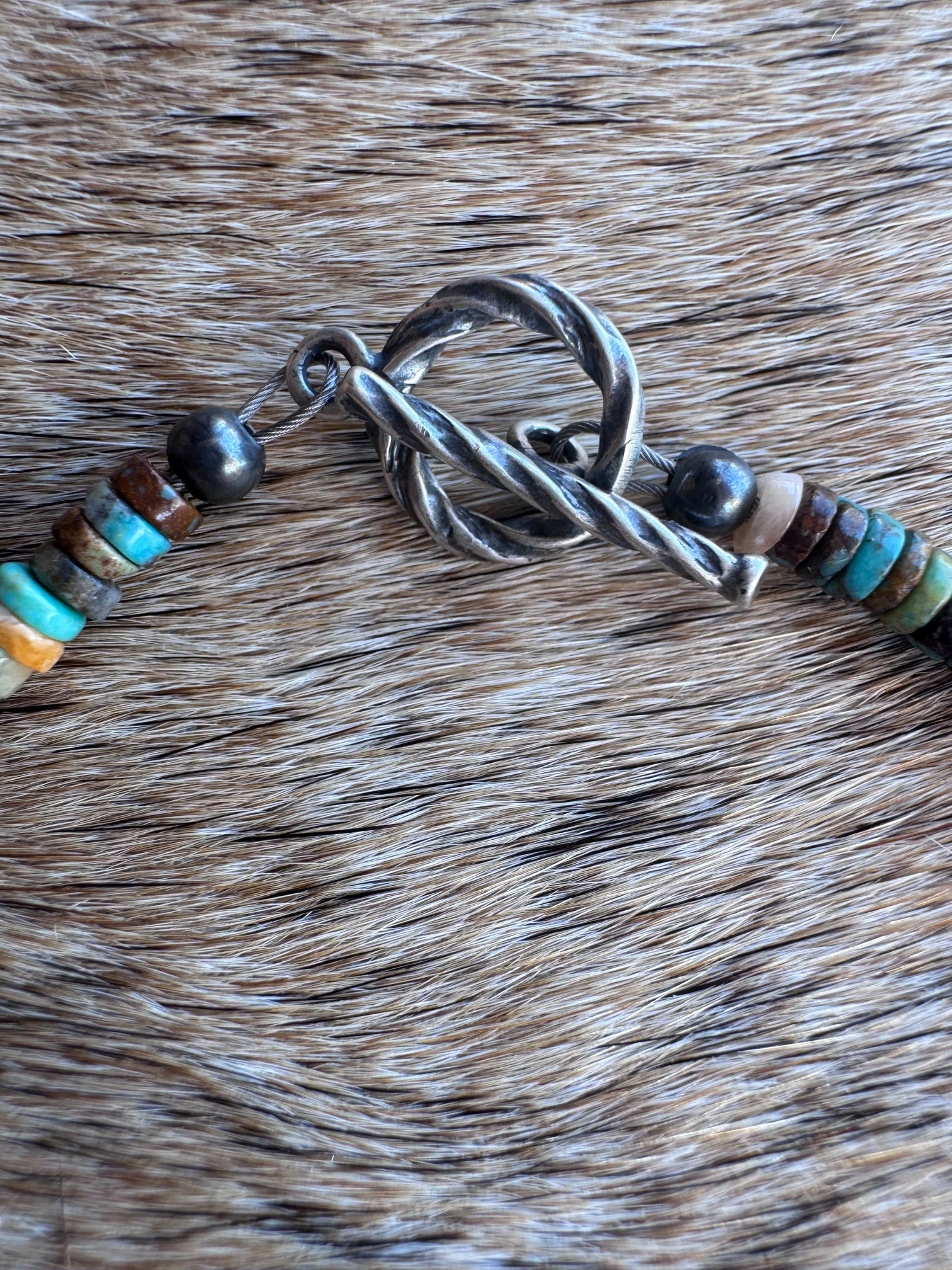 Handcrafted Spiny, Turquoise & Sterling Silver Beaded Bracelet