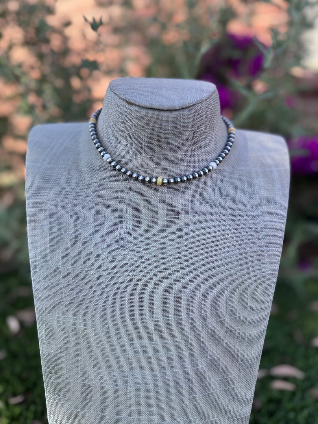 Handcrafted Fire Opal Collection & Sterling Silver Pearl Beaded 5mm Necklace 14"