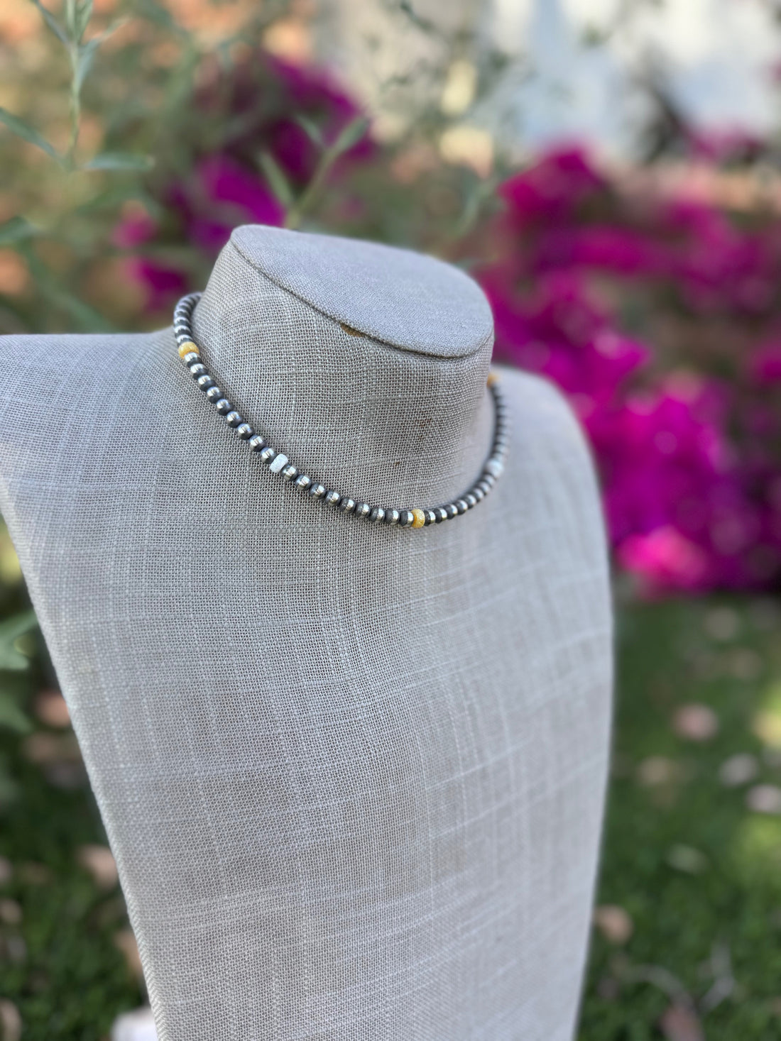 Handcrafted Fire Opal Collection & Sterling Silver Pearl Beaded 5mm Necklace 14"