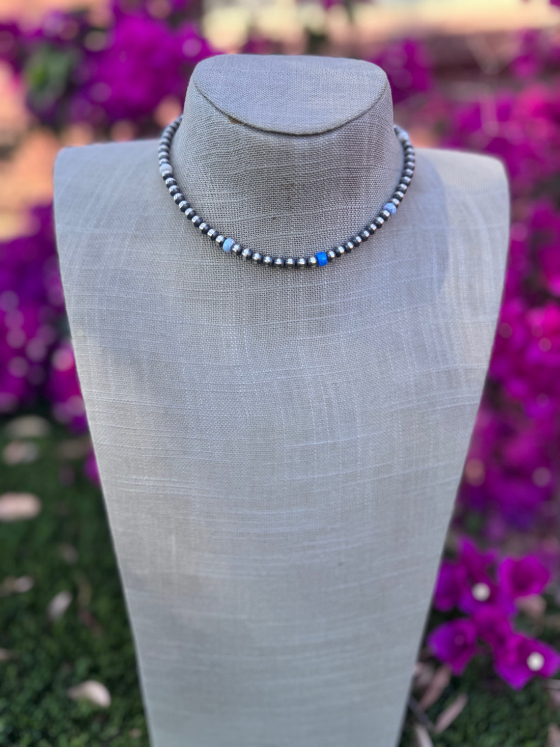 Handcrafted Fire Opal Collection & Sterling Silver Pearl Beaded 5mm Necklace 14"