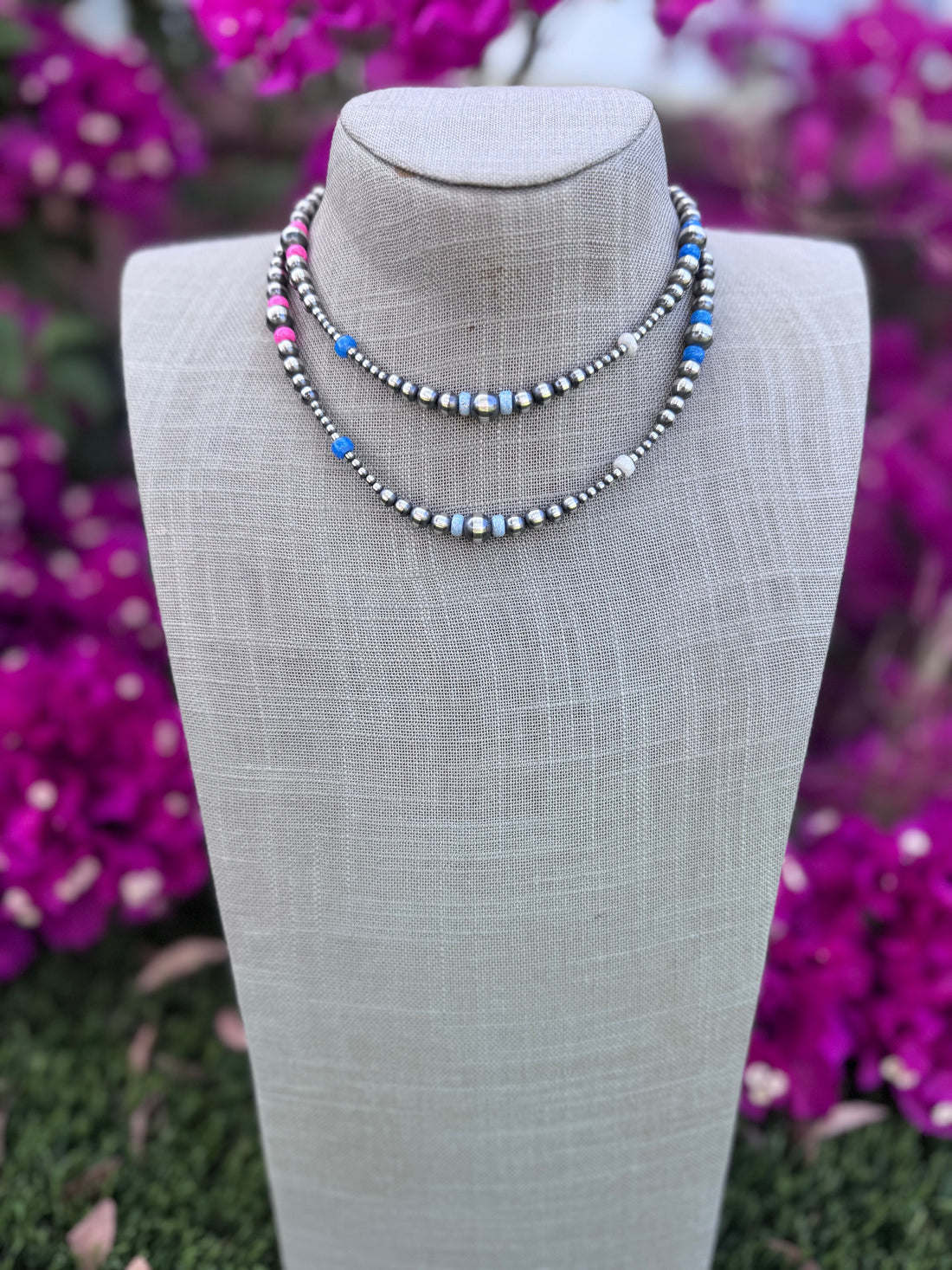 Handcrafted Fire Opal Collection & Sterling Silver Pearl 3-8mm Beaded Necklace