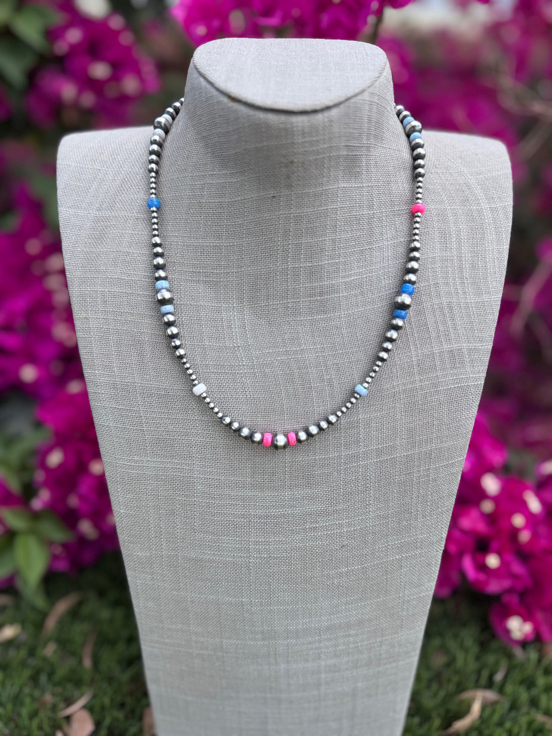 Handcrafted Fire Opal Collection & Sterling Silver Pearl 3-8mm Beaded Necklace 20"