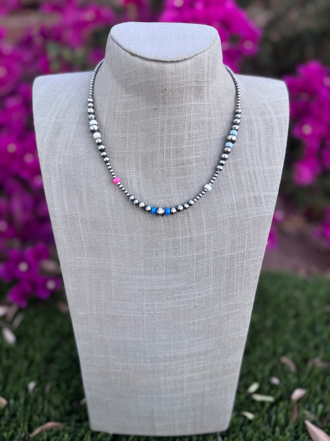 Handcrafted Fire Opal Collection & Sterling Silver Pearl 3-8mm Beaded Necklace 18"