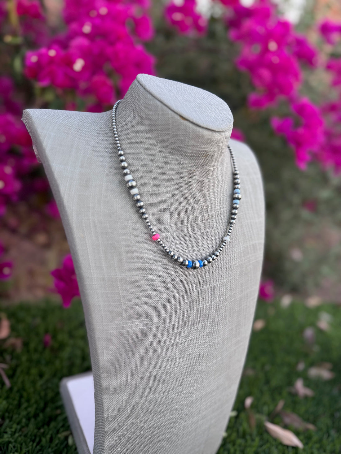 Handcrafted Fire Opal Collection & Sterling Silver Pearl 3-8mm Beaded Necklace 18"