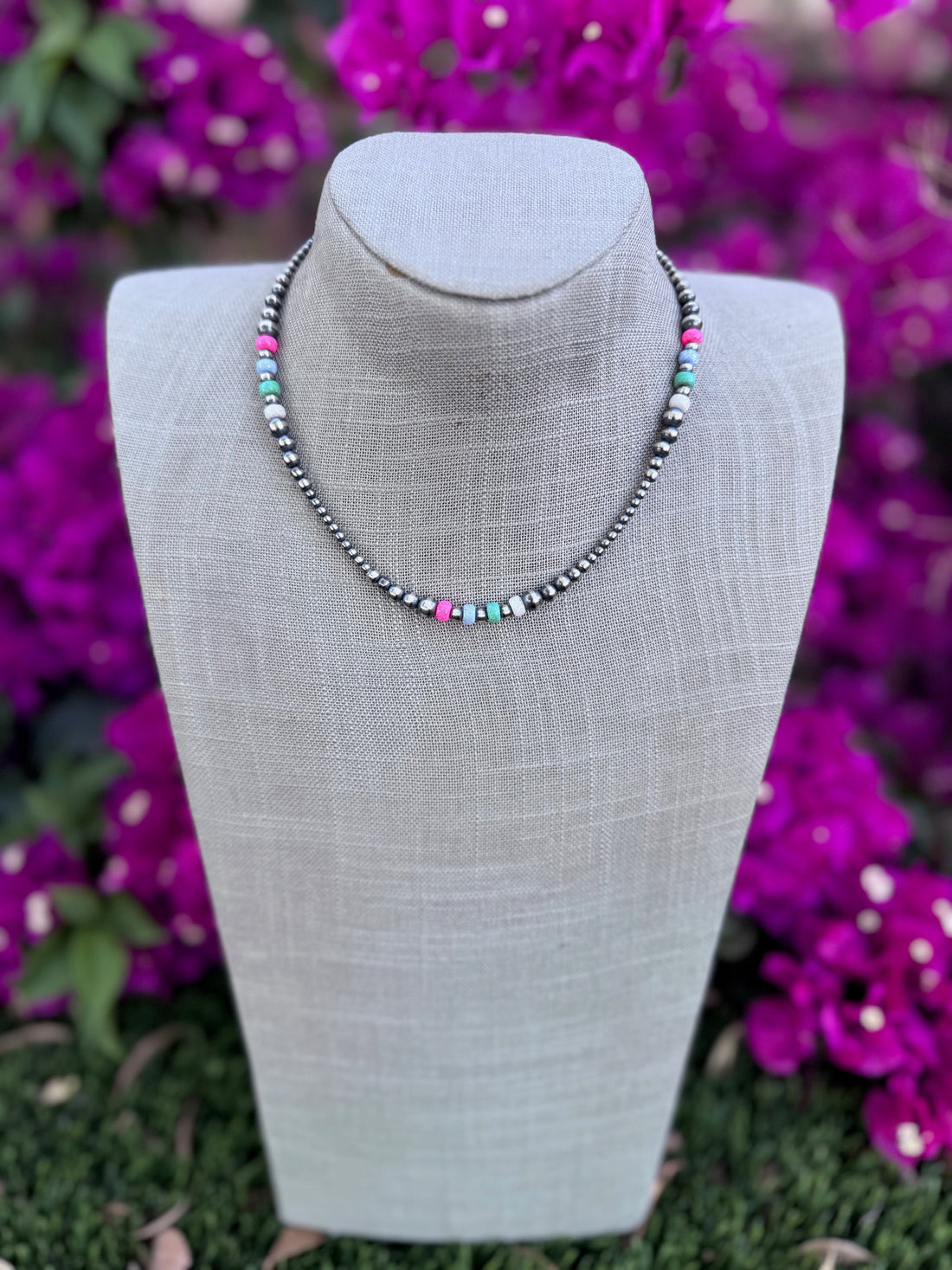 Handcrafted Fire Opal Collection & Sterling Silver Pearl 3-6mm Beaded Necklace 16"