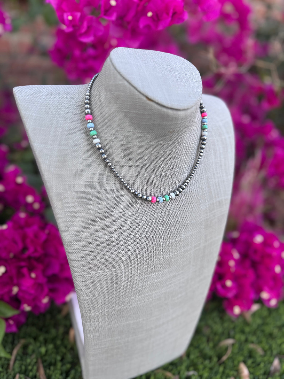 Handcrafted Fire Opal Collection & Sterling Silver Pearl 3-6mm Beaded Necklace 16"