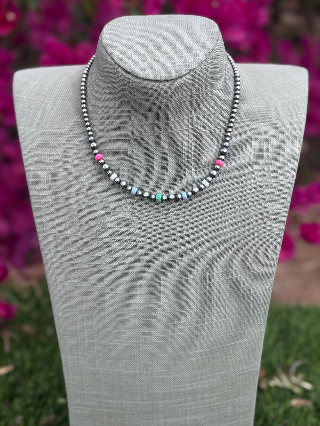 Handcrafted Fire Opal Collection & Sterling Silver Pearl Beaded 3-6mm Necklace 16"