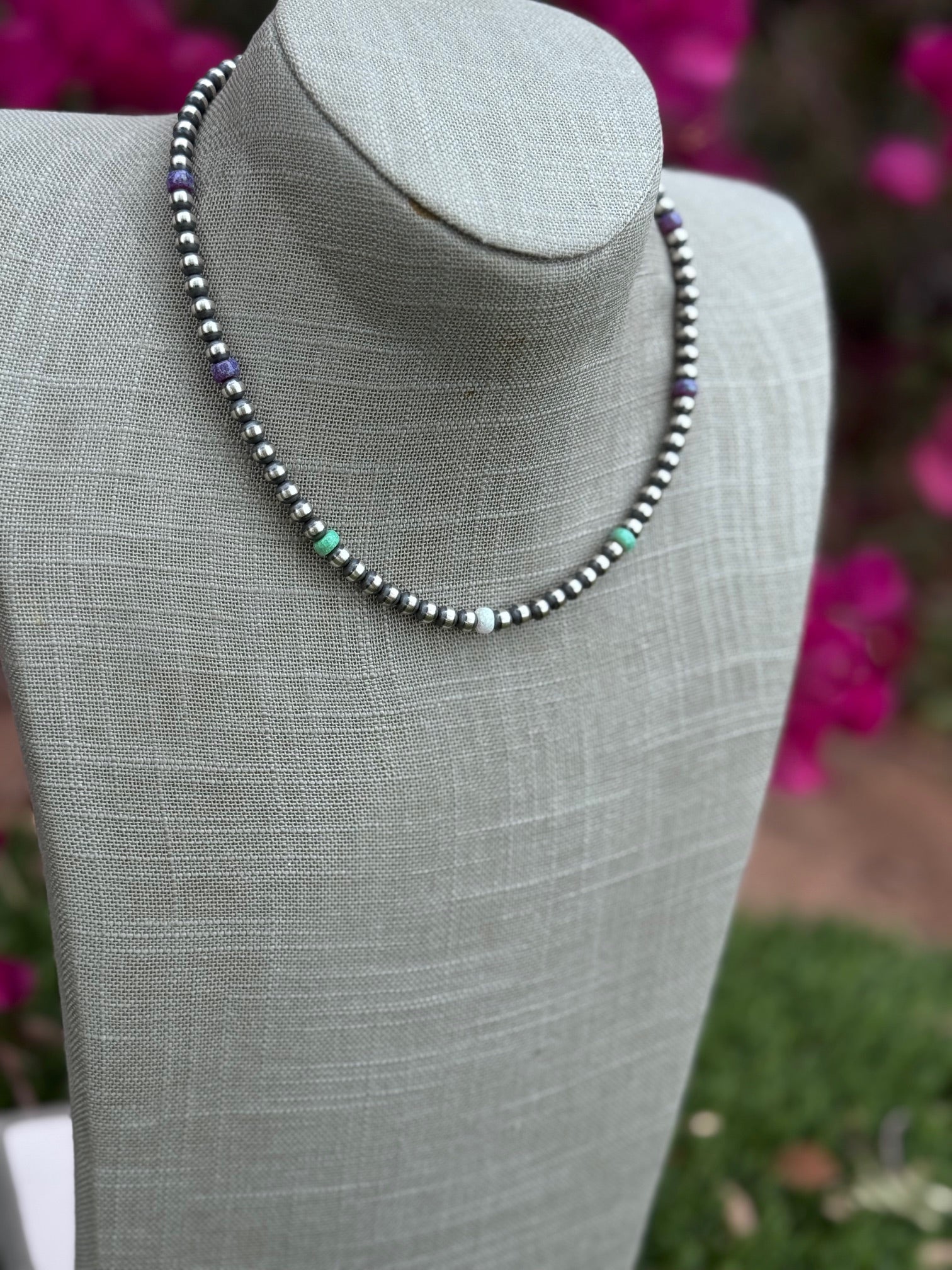 Handcrafted Fire Opal Collection & Sterling Silver Pearl Beaded 5mm Necklace 16"