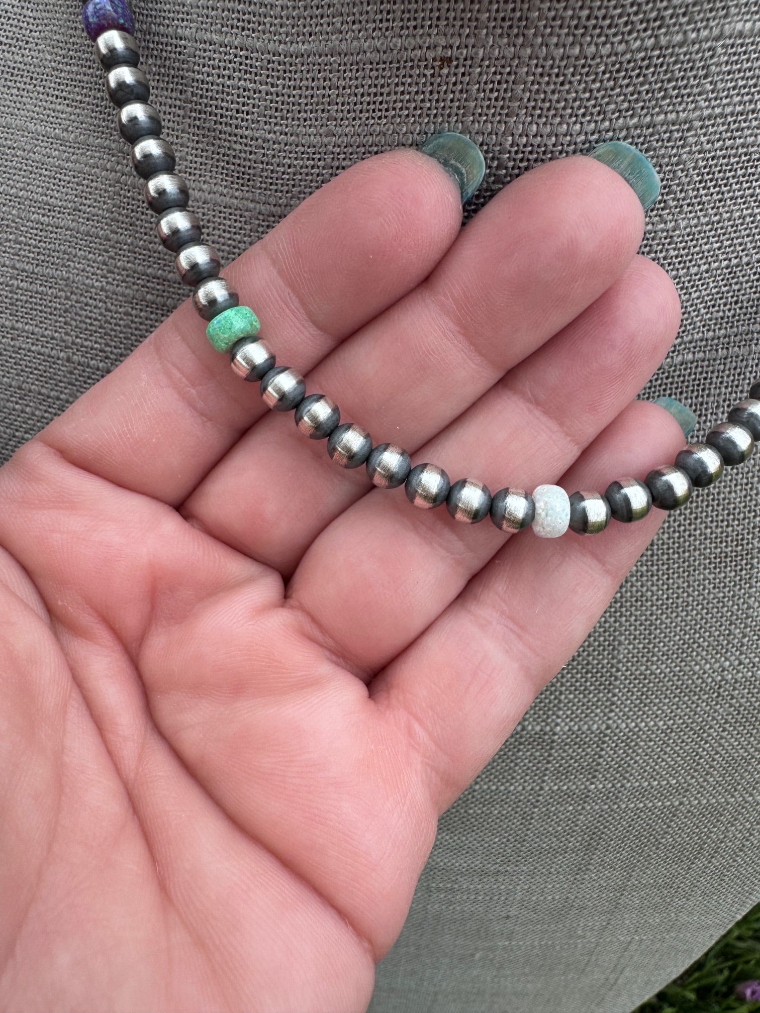 Handcrafted Fire Opal Collection & Sterling Silver Pearl Beaded 5mm Necklace 16"