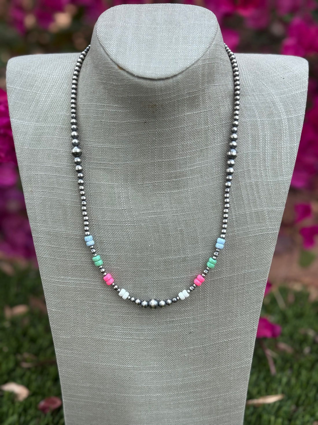 Handcrafted Fire Opal Collection & Sterling Silver Pearl Beaded 3-8mm Necklace 22"