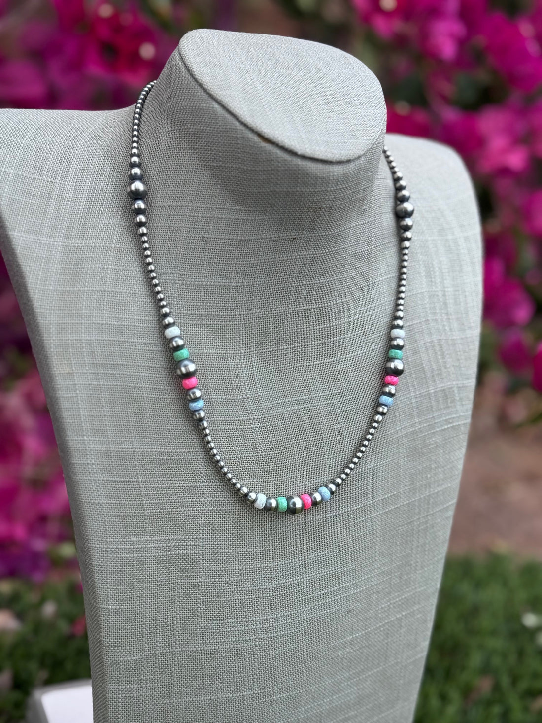 Handcrafted Fire Opal Collection & Sterling Silver Pearl Beaded 3-8mm Necklace 20"