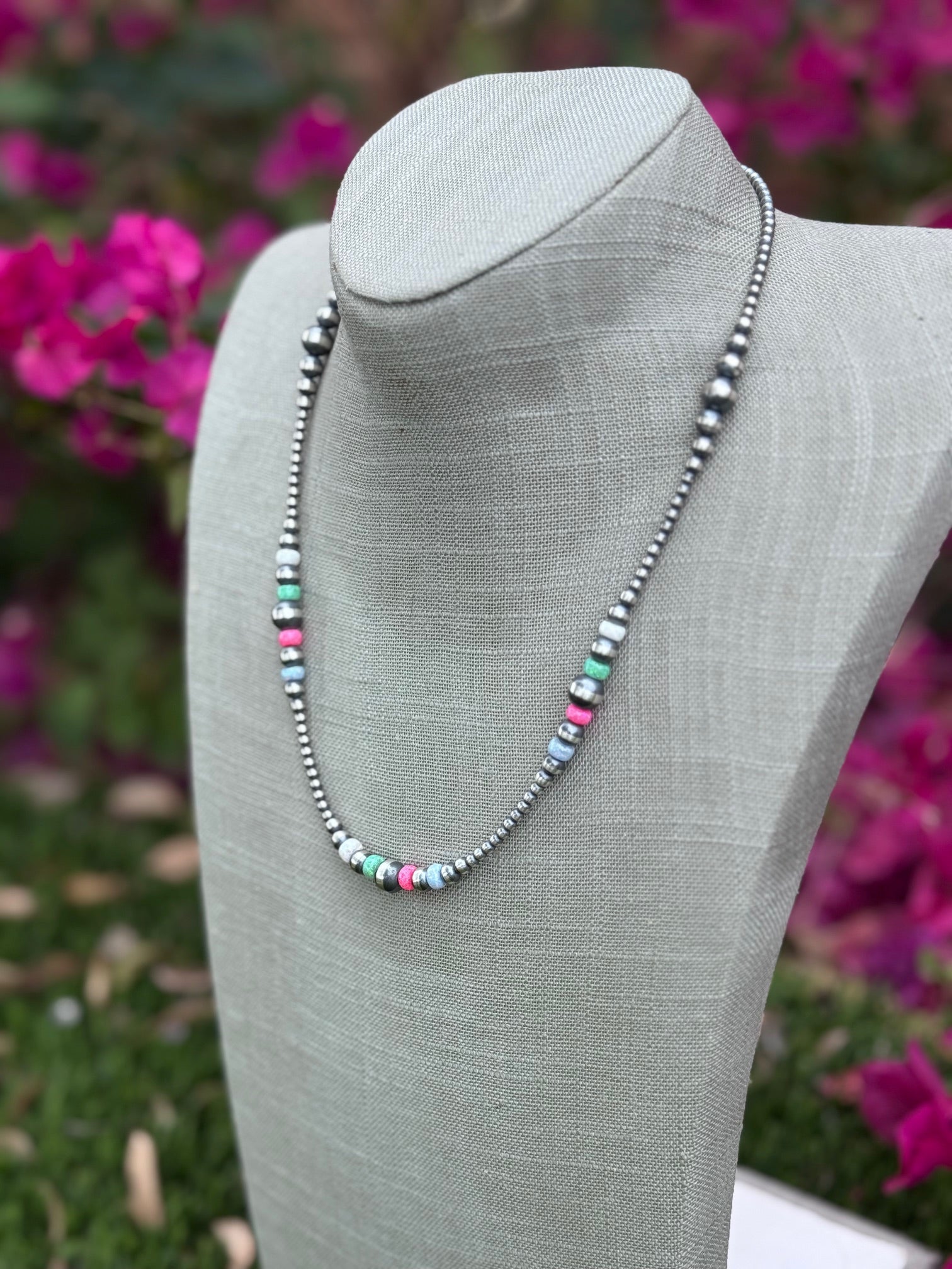 Handcrafted Fire Opal Collection & Sterling Silver Pearl Beaded 3-8mm Necklace 20"