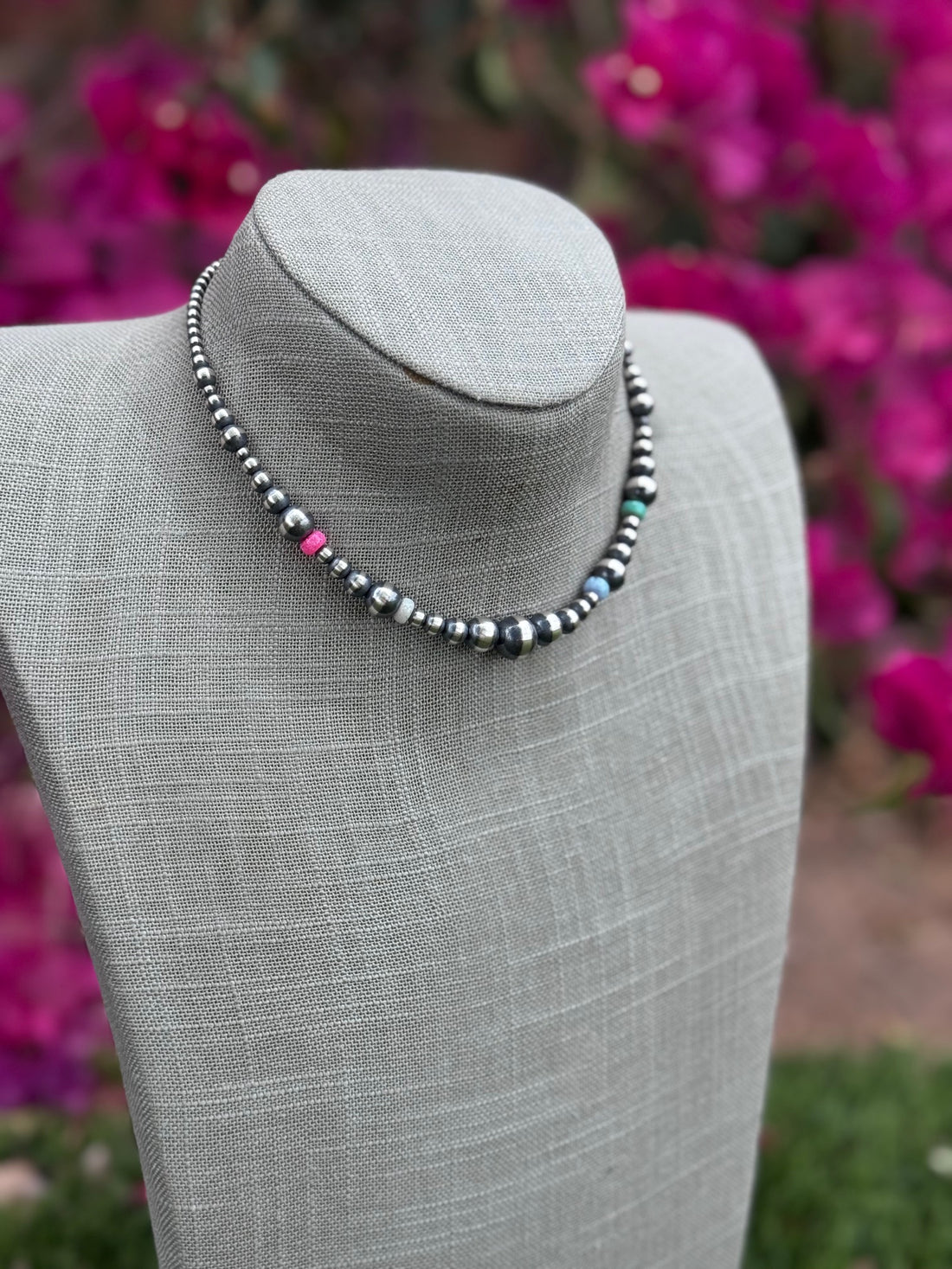 Handcrafted Fire Opal Collection & Sterling Silver Pearl Beaded 3-10mm Necklace 14"