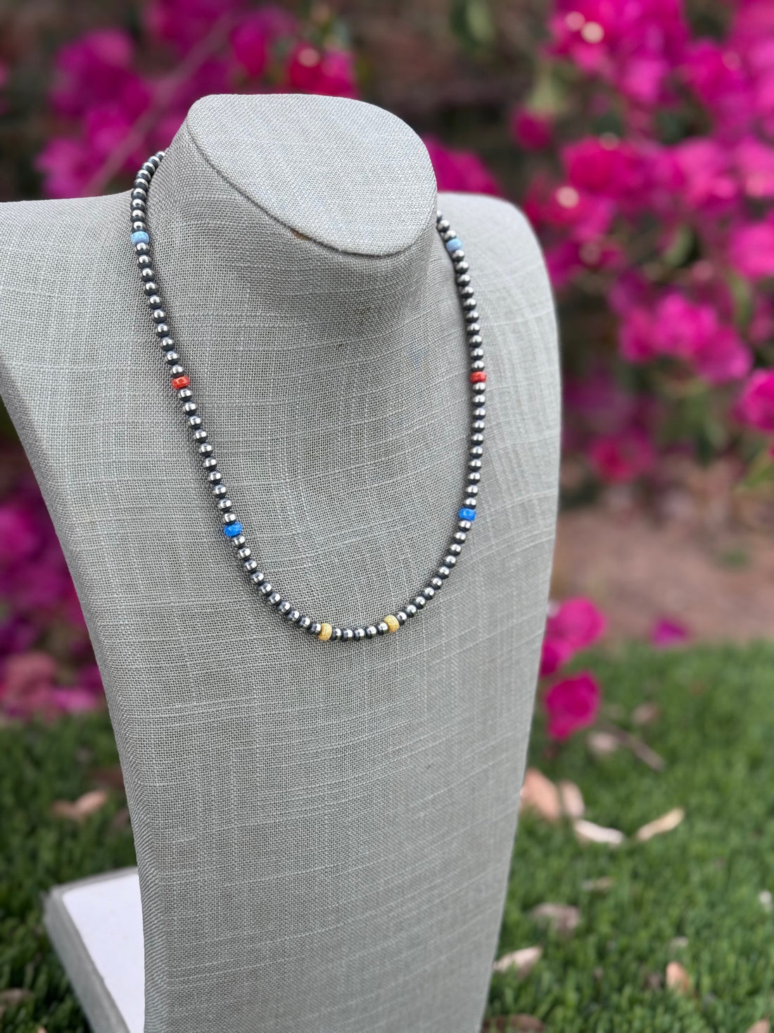 Handcrafted Fire Opal Collection & Sterling Silver Pearl Beaded 5mm Necklace 20"