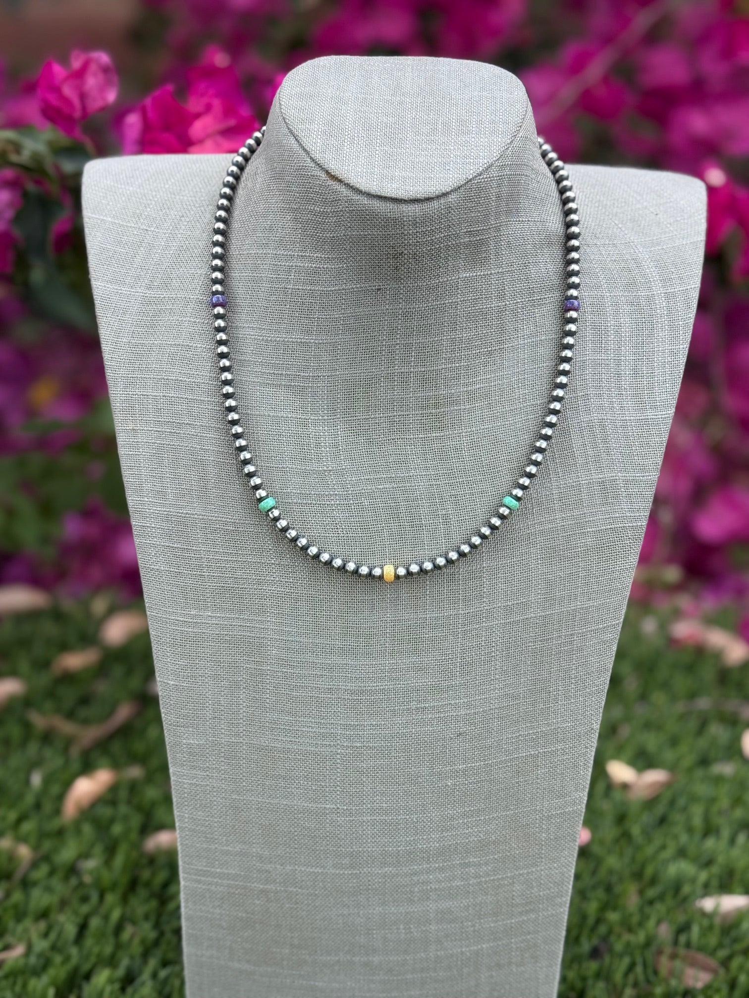 Handcrafted Fire Opal Collection & Sterling Silver Pearl Beaded 5mm Necklace 20"