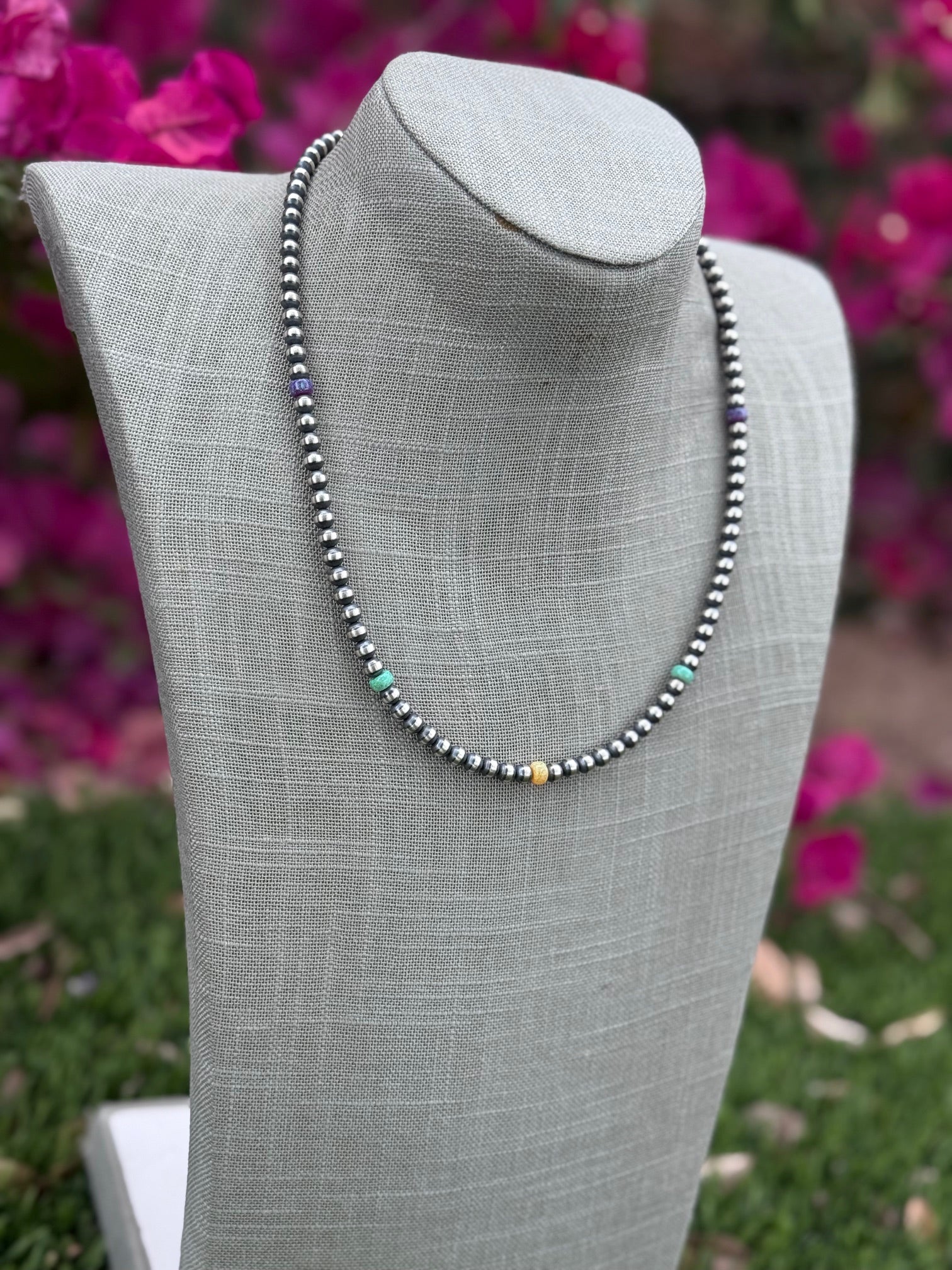 Handcrafted Fire Opal Collection & Sterling Silver Pearl Beaded 5mm Necklace 20"