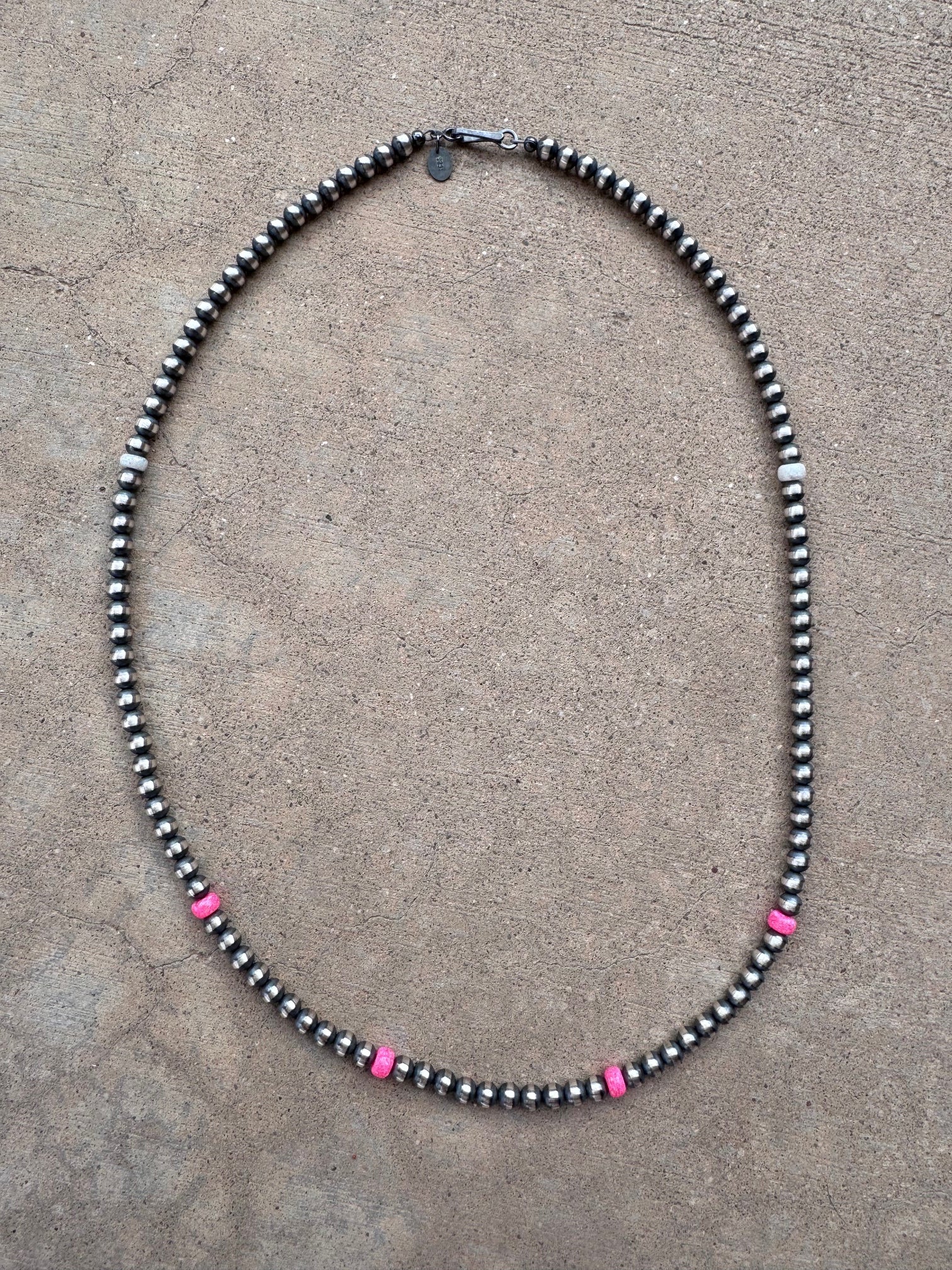 Handcrafted Fire Opal Collection & Sterling Silver Pearl Beaded 5mm Necklace 22"