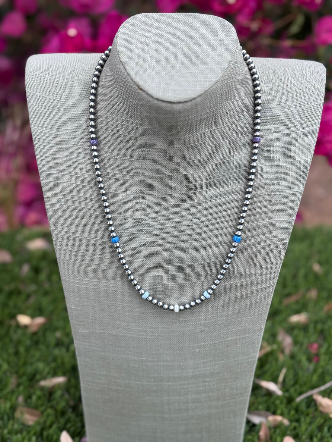 Handcrafted Fire Opal Collection & Sterling Silver Pearl Beaded 5mm Necklace 22"