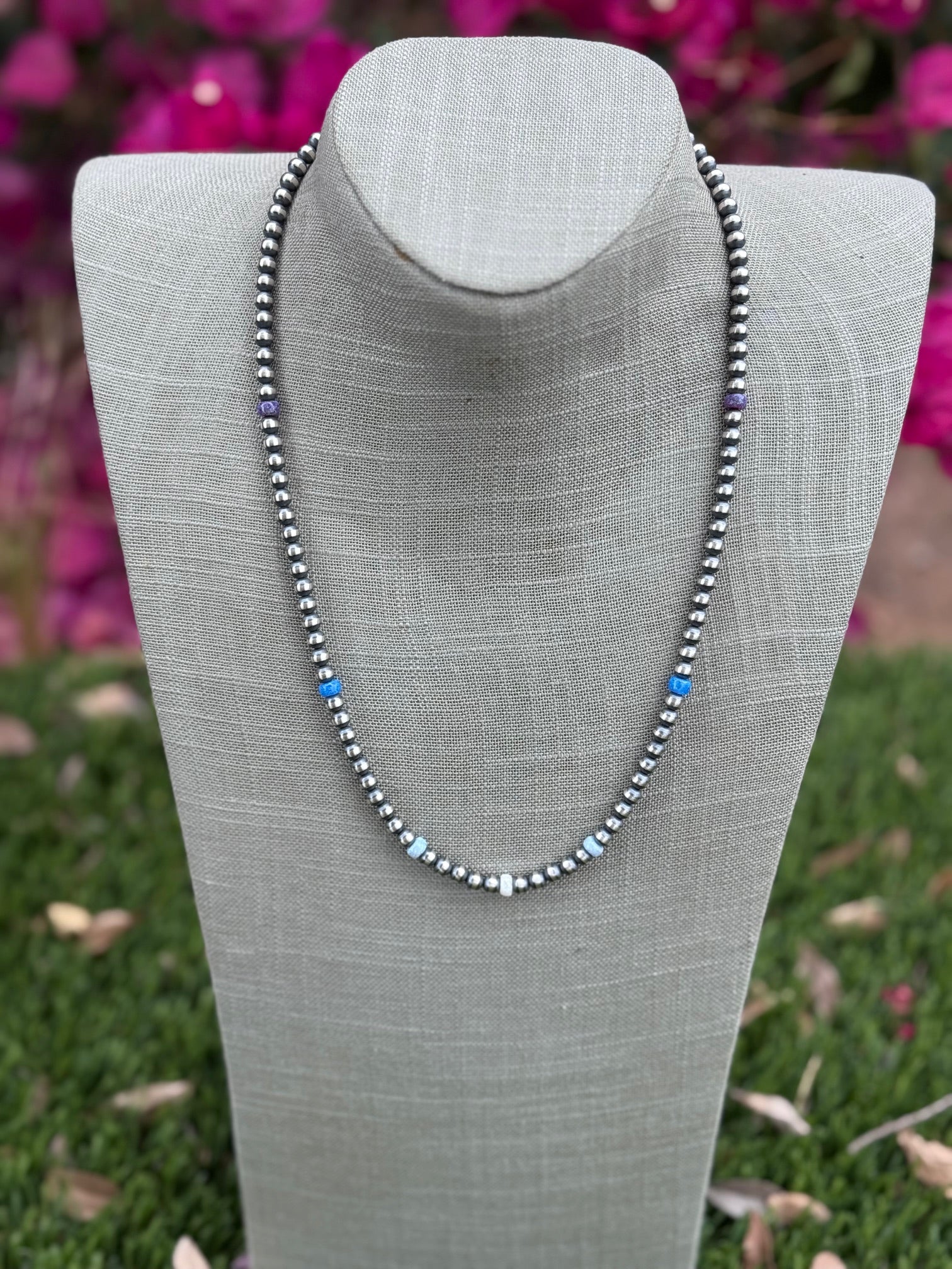 Handcrafted Fire Opal Collection & Sterling Silver Pearl Beaded 5mm Necklace 22"
