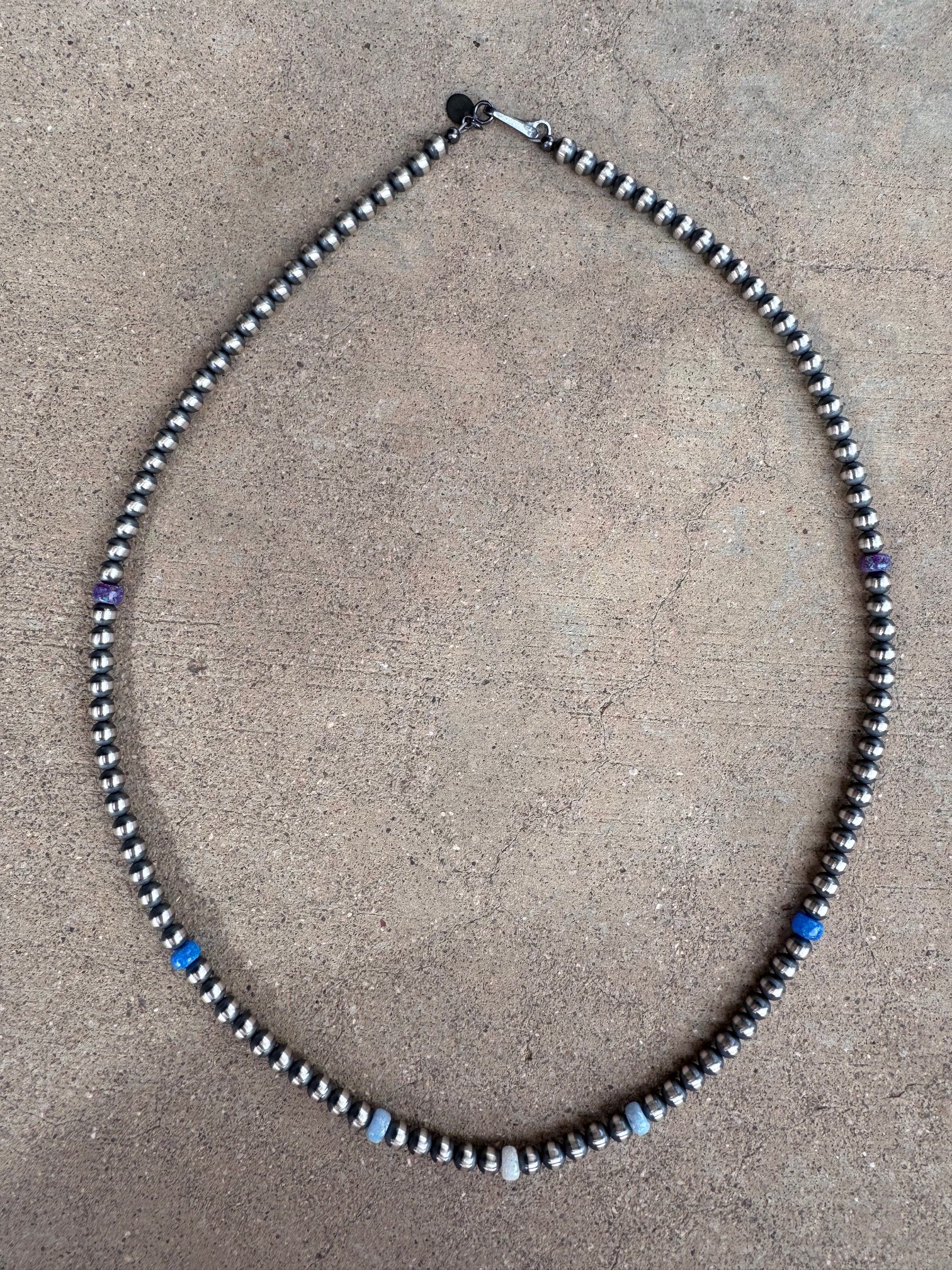 Handcrafted Fire Opal Collection & Sterling Silver Pearl Beaded 5mm Necklace 22"