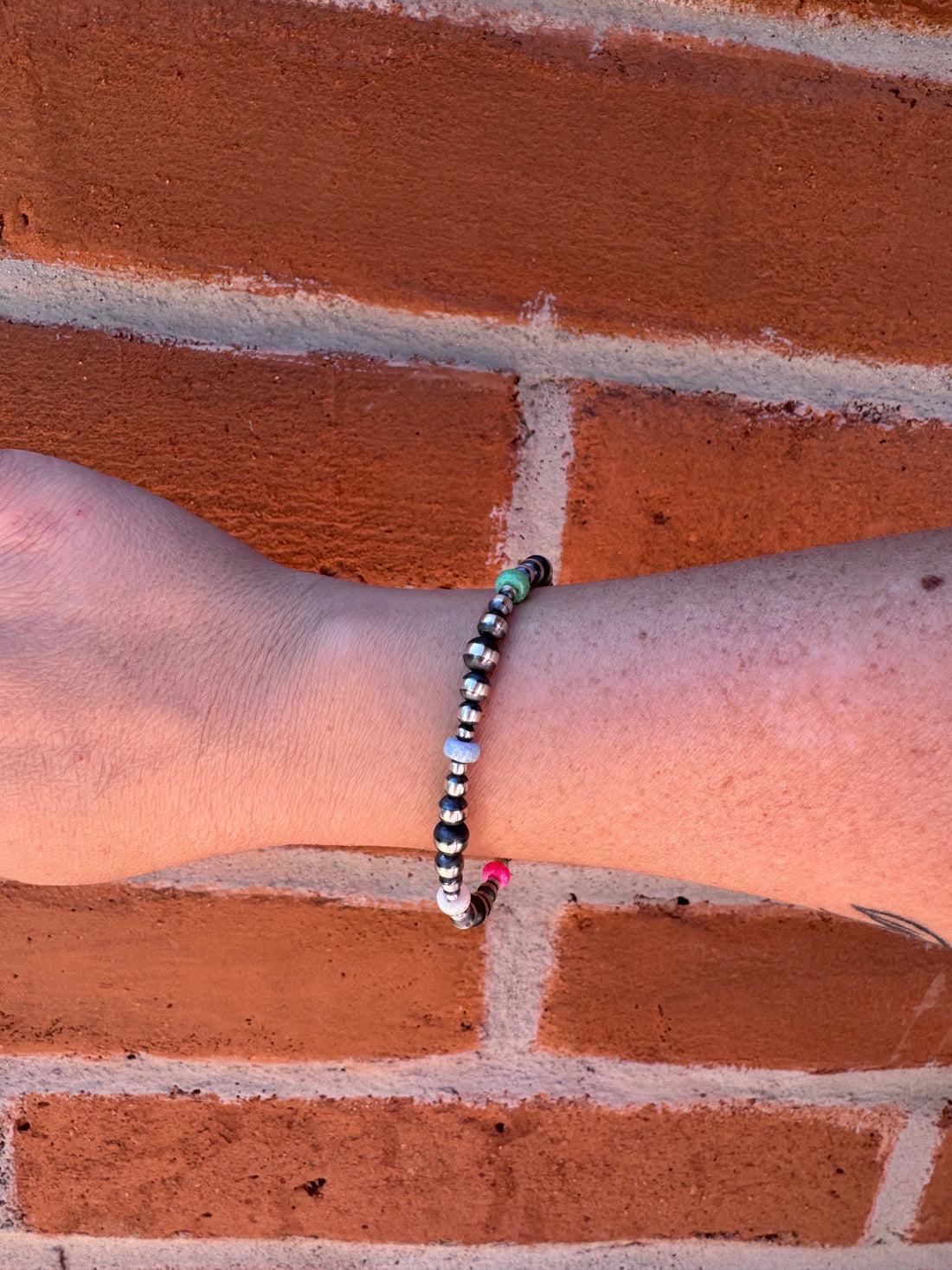 Handcrafted Fire Opal Collection & Sterling Silver Pearl 3-6mm Beaded Bracelet