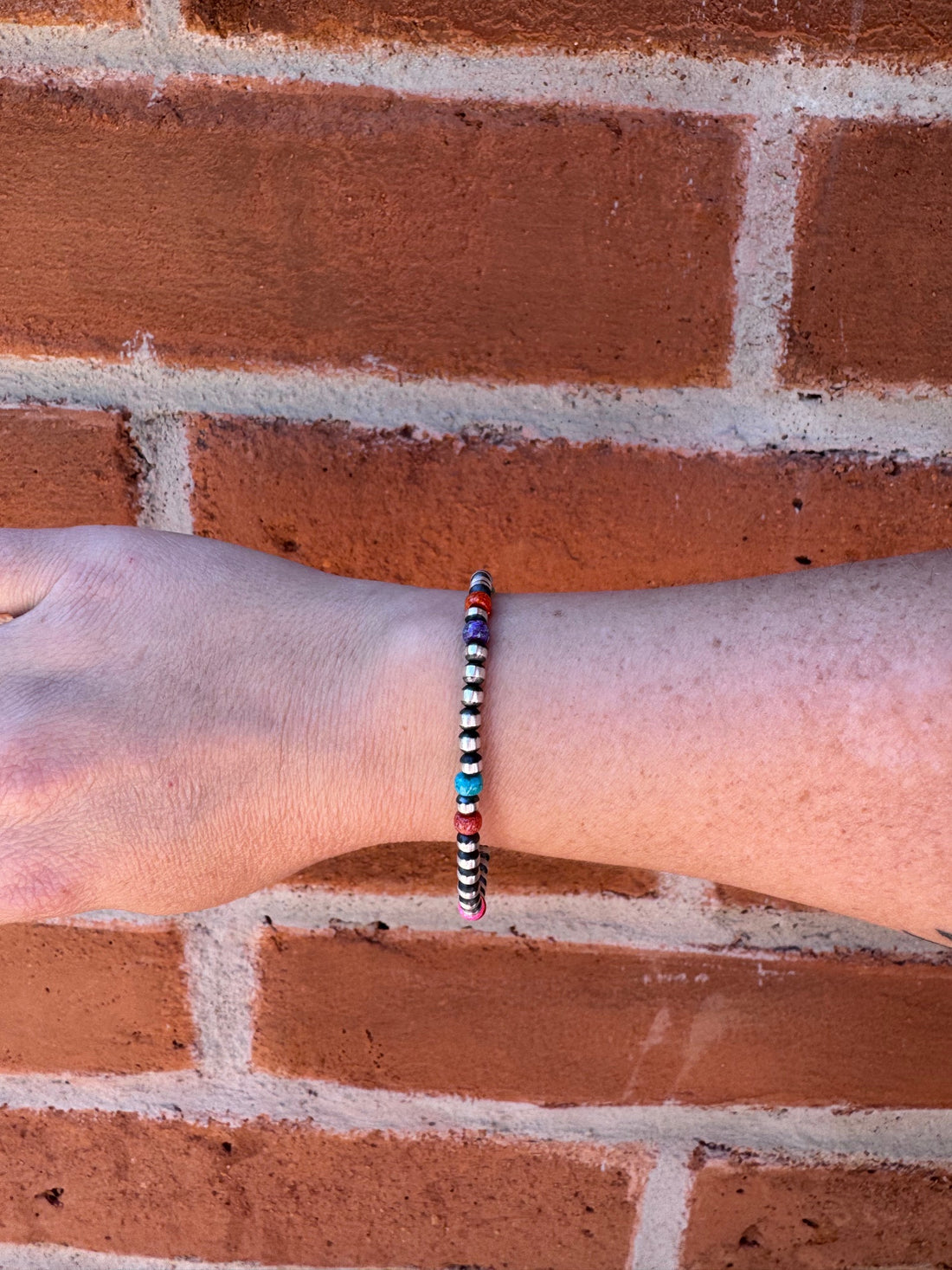 Handcrafted Fire Opal Collection & Sterling Silver Pearl 4mm Beaded Bracelet 7.5"