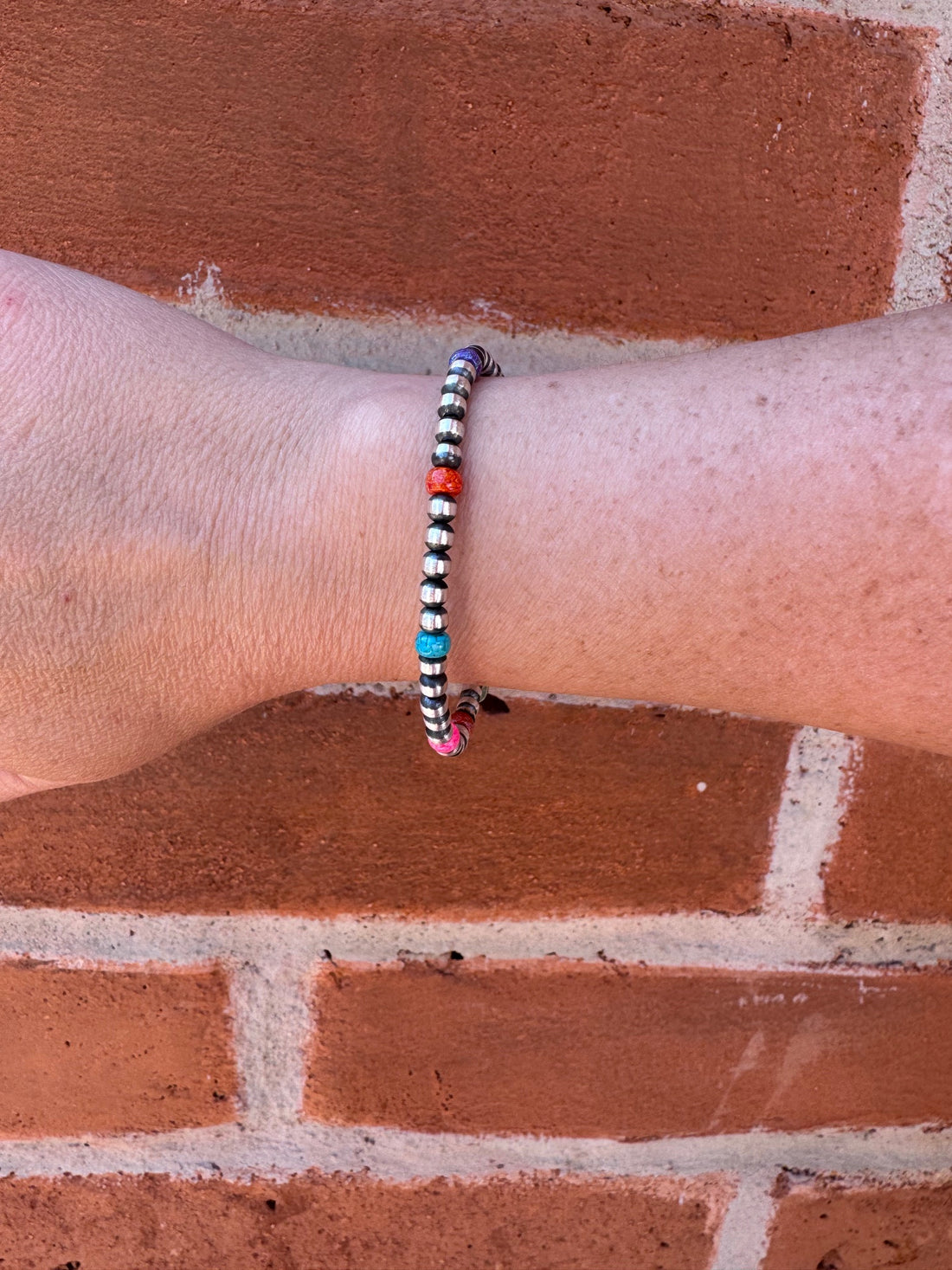 Handcrafted Fire Opal Collection & Sterling Silver Pearl 4mm Beaded Bracelet 7"