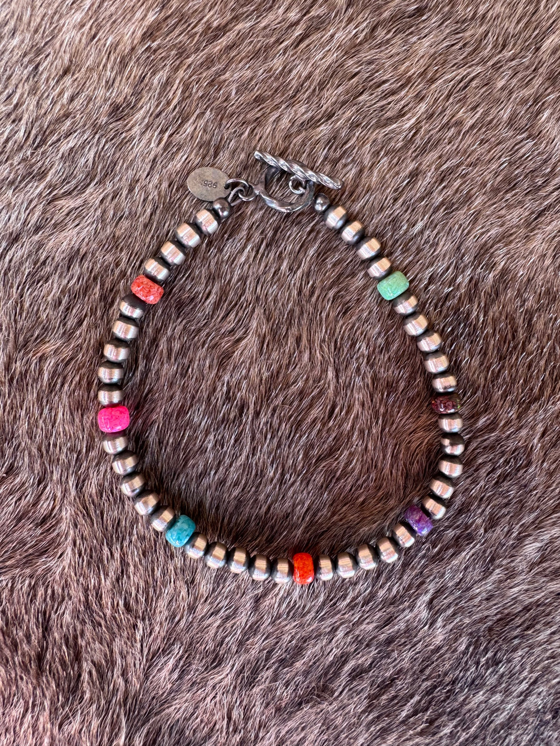 Handcrafted Fire Opal Collection & Sterling Silver Pearl 4mm Beaded Bracelet 7"