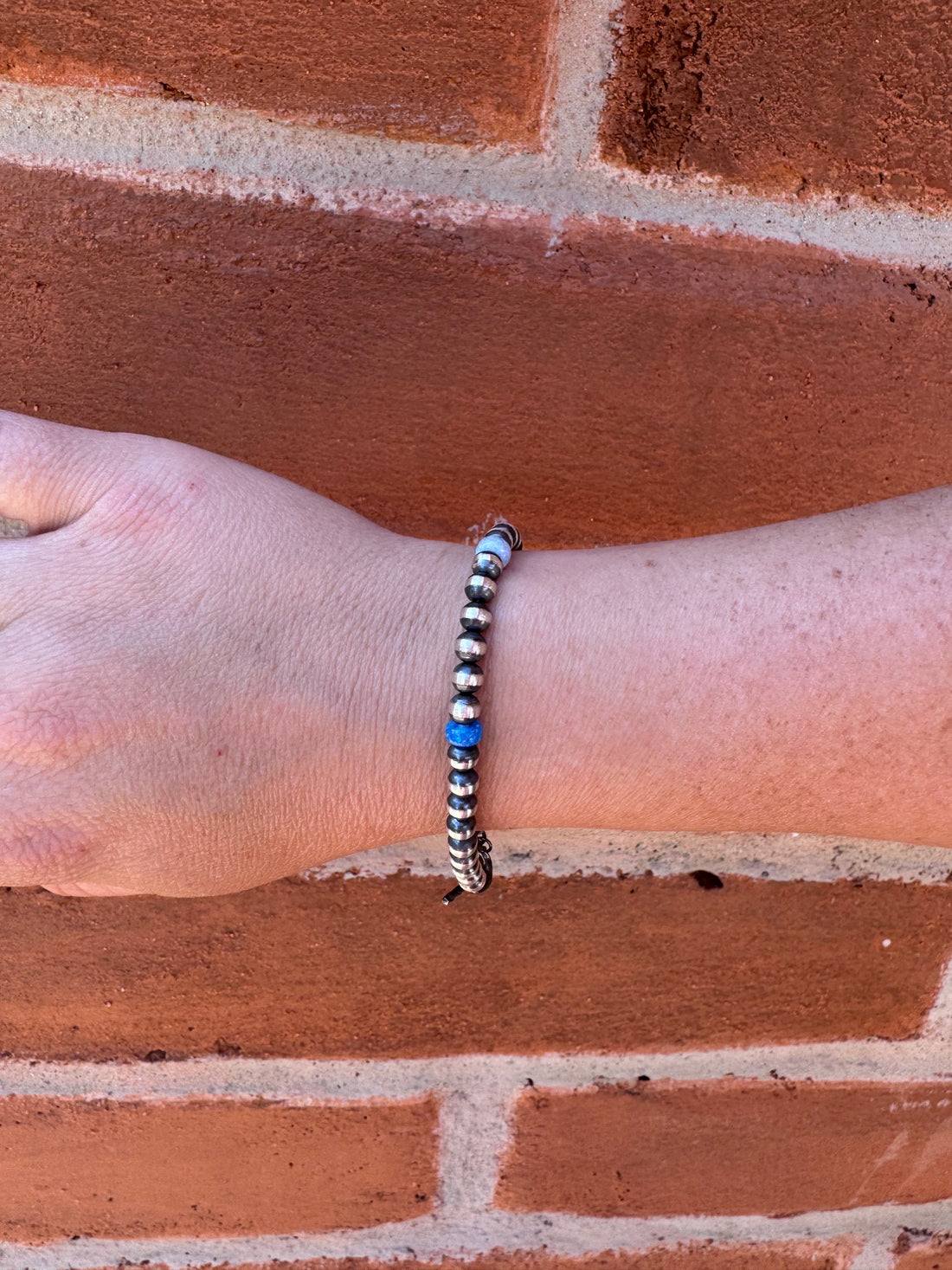 Handcrafted Fire Opal Collection & Sterling Silver Pearl 5mm Beaded Bracelet 7.5"