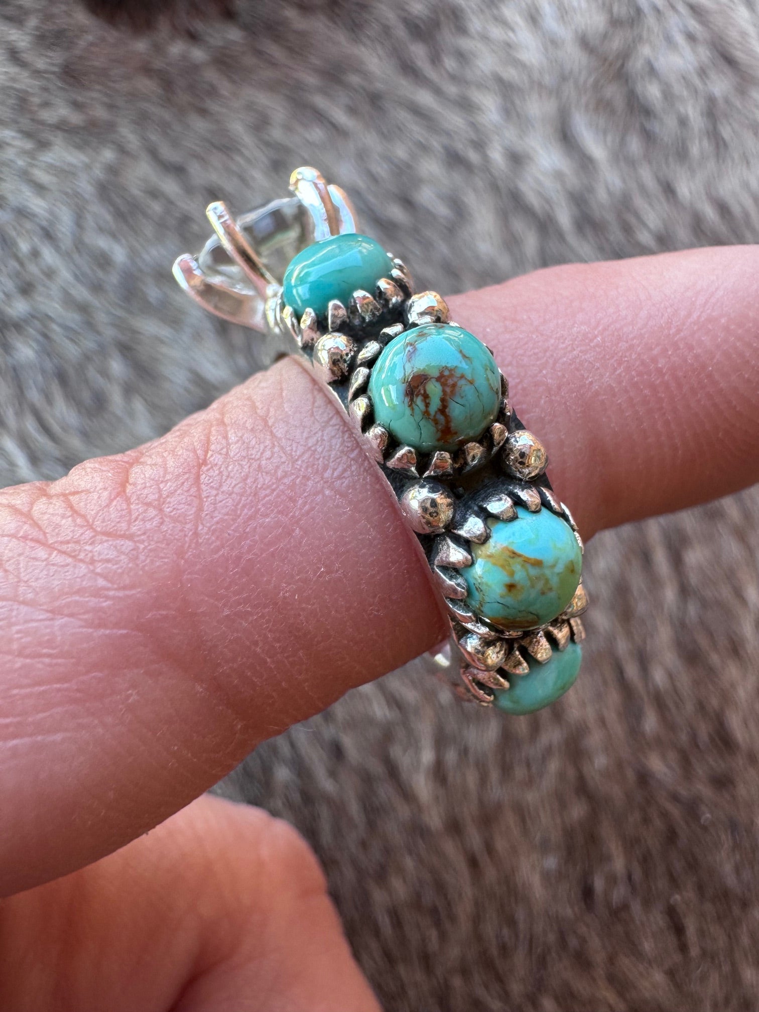 Kingman Turquoise & White Topaz Sterling Silver Forever Ring