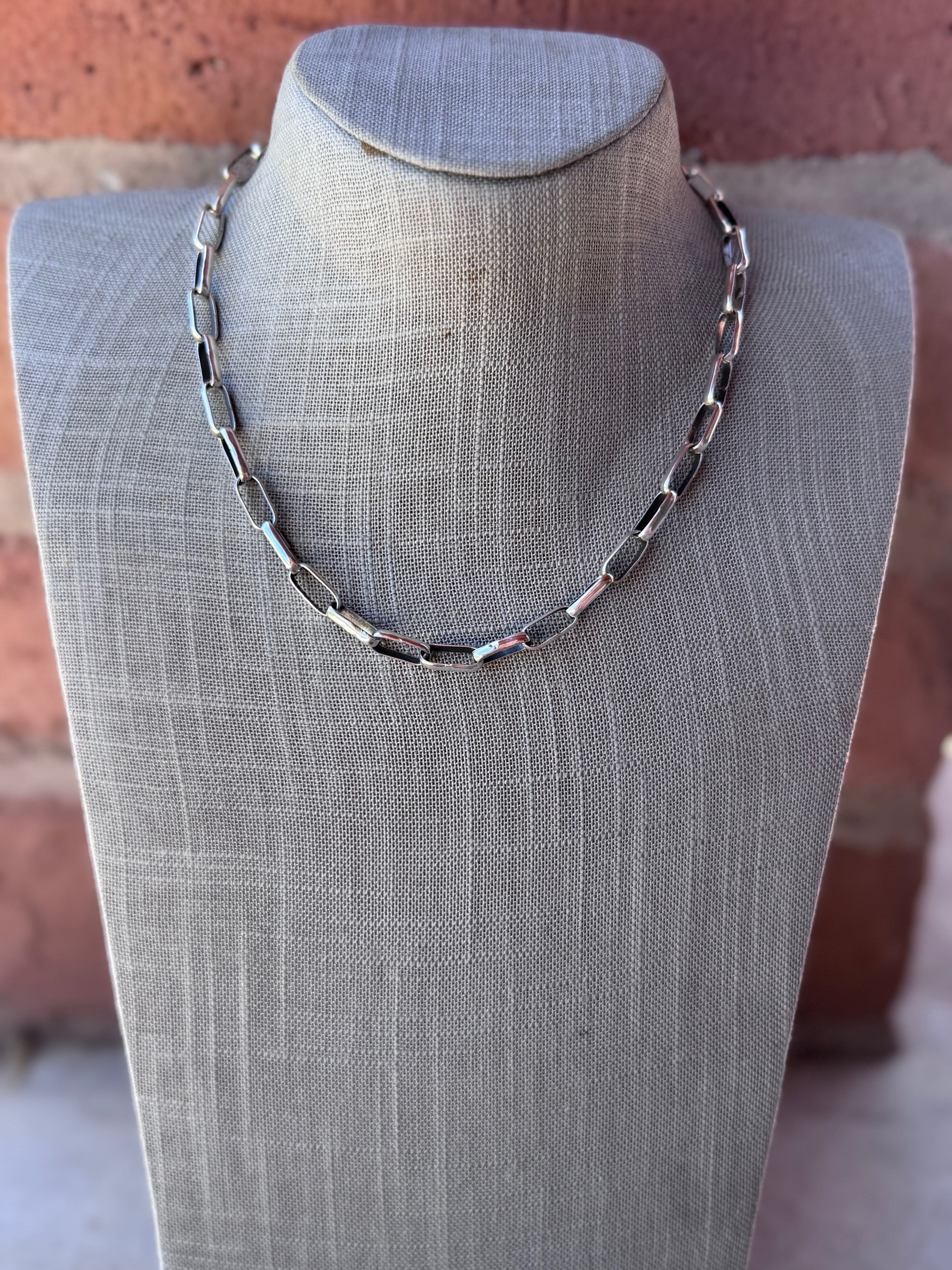 Handmade Sterling Silver Paper Clip Chain Necklace