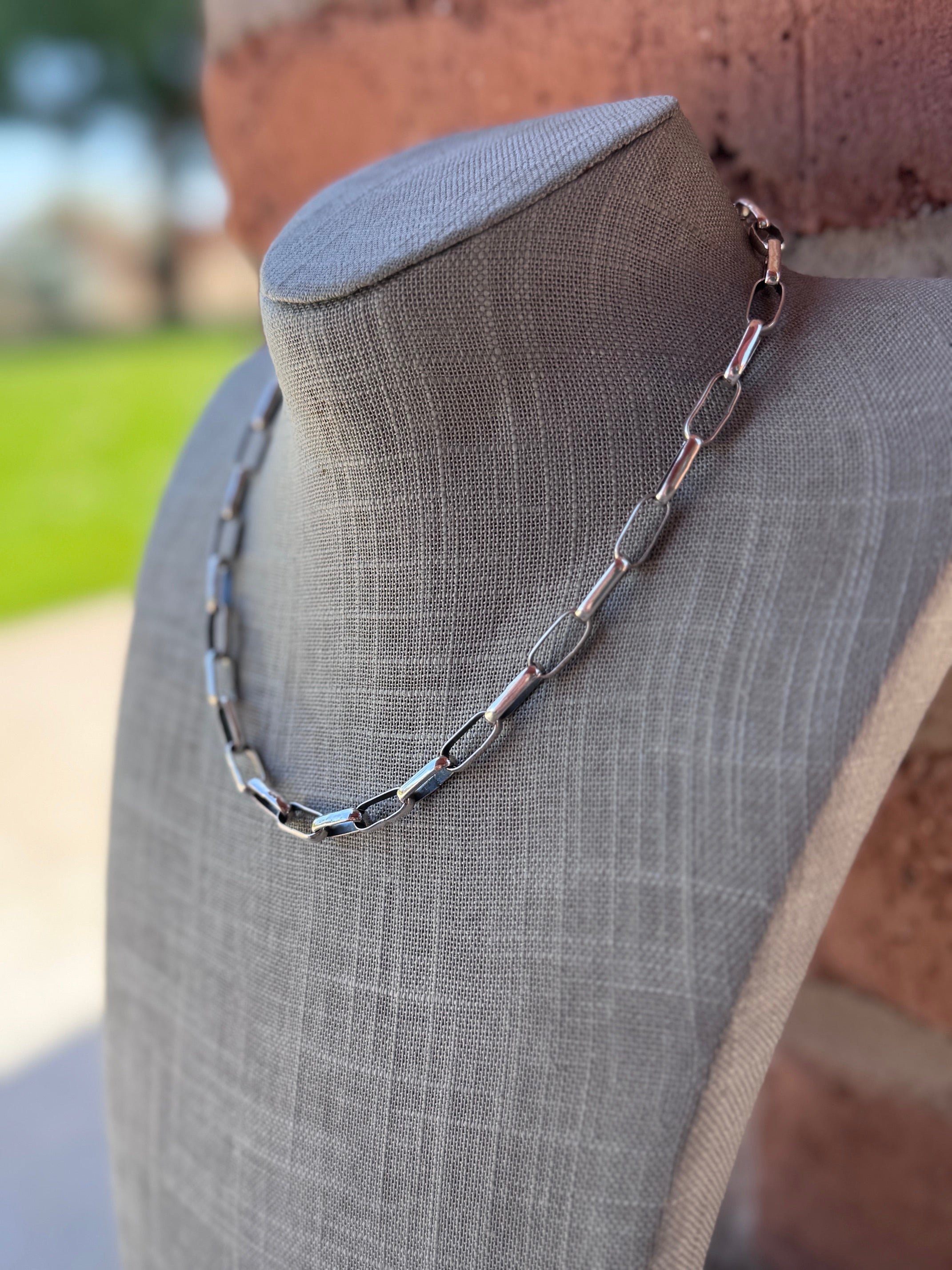 Handmade Sterling Silver Paper Clip Chain Necklace