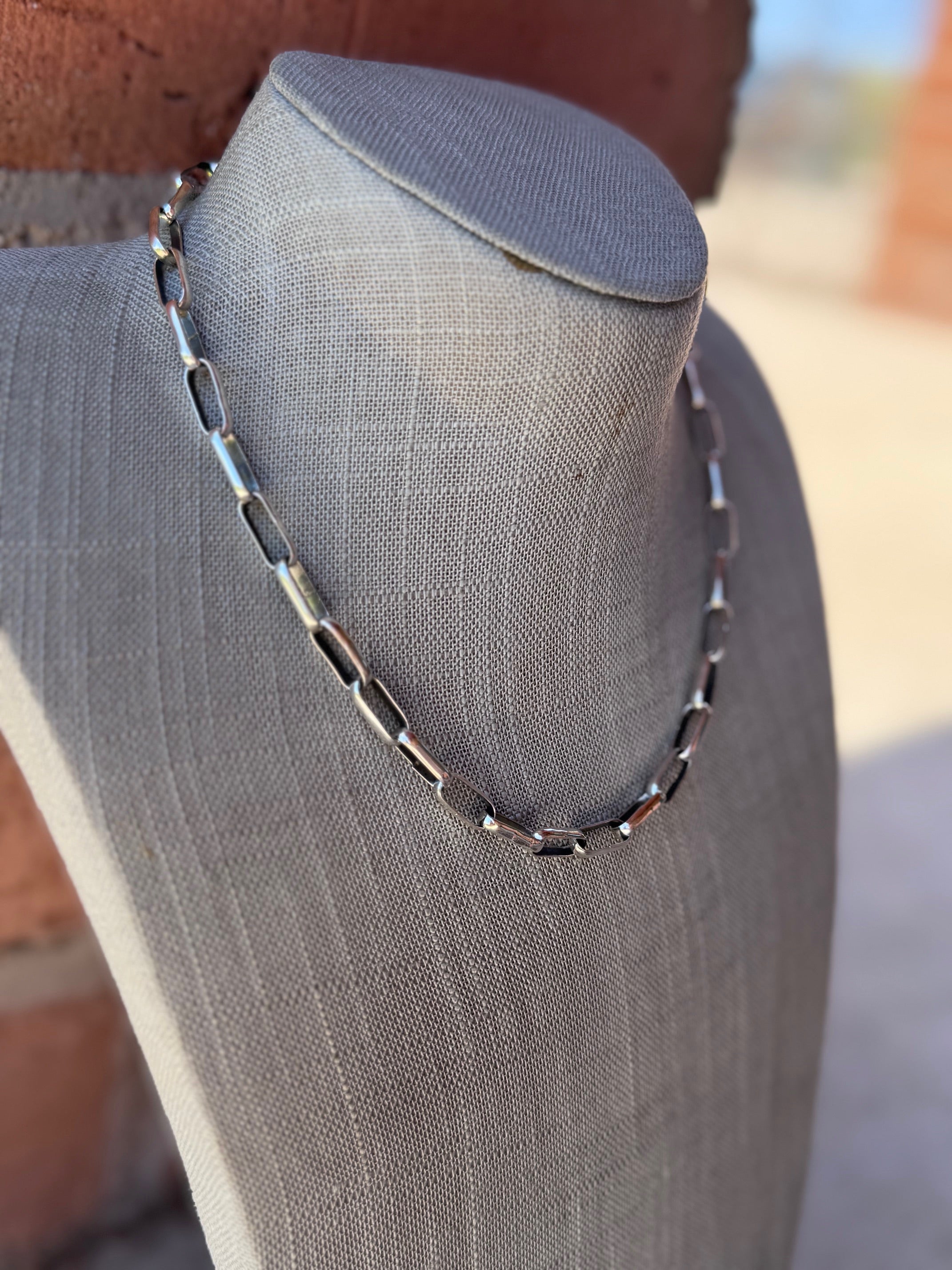 Handmade Sterling Silver Paper Clip Chain Necklace