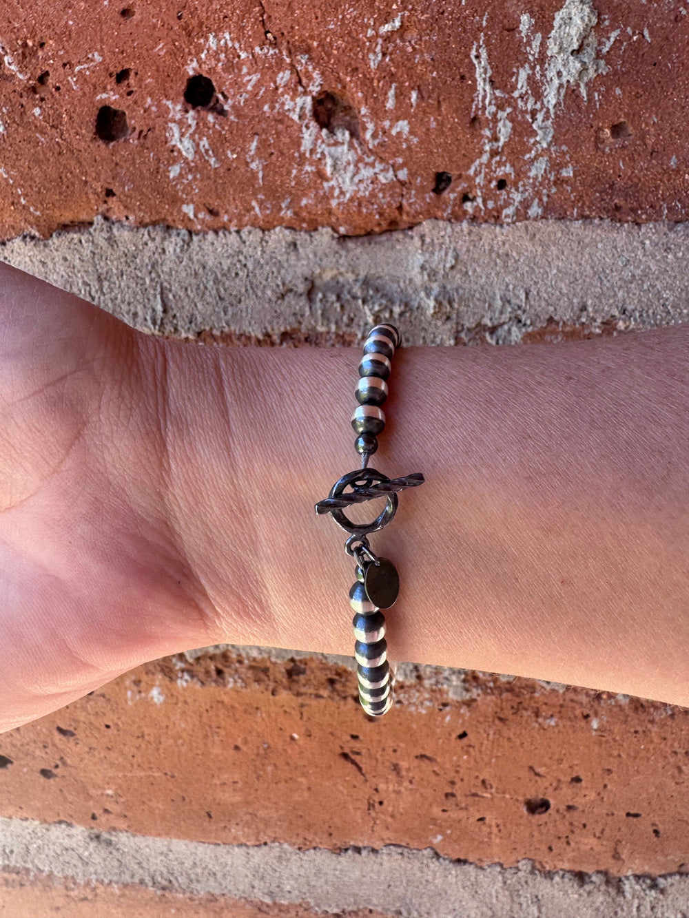 Handcrafted Fire Opal Collection & Sterling Silver Pearl 5mm Beaded Bracelet 7.5"