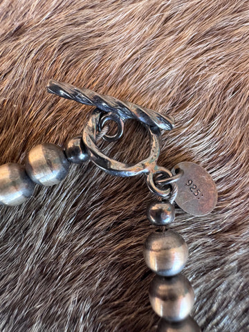 Handcrafted Fire Opal Collection & Sterling Silver Pearl 5mm Beaded Bracelet 7.5"