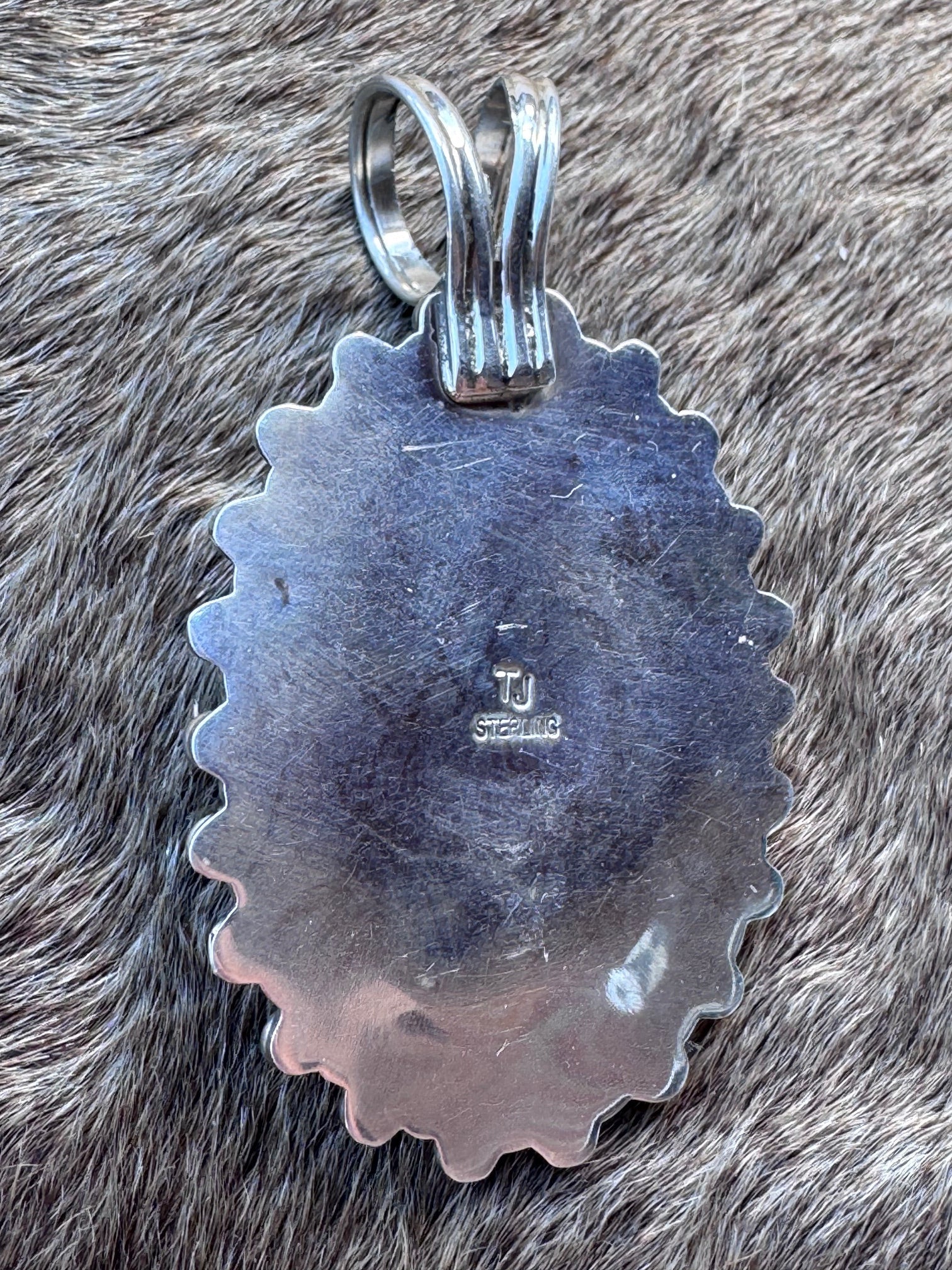 Handcrafted Sterling Silver Spiny Oyster And Turquoise Pendant Signed