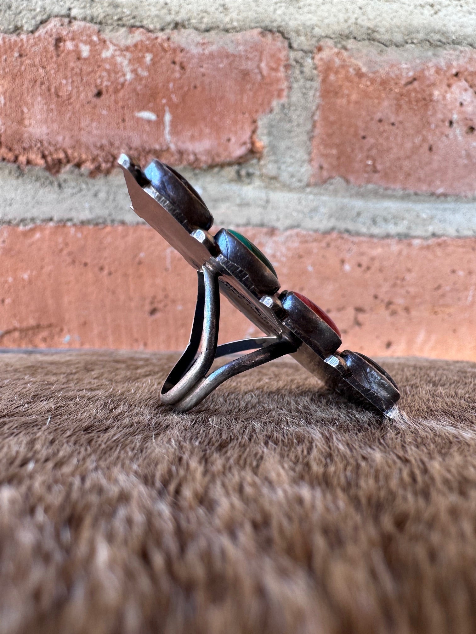 Handcrafted Sterling Silver Multi Stone Cluster Ring Size 8.5 Signed Jacqueline Silver