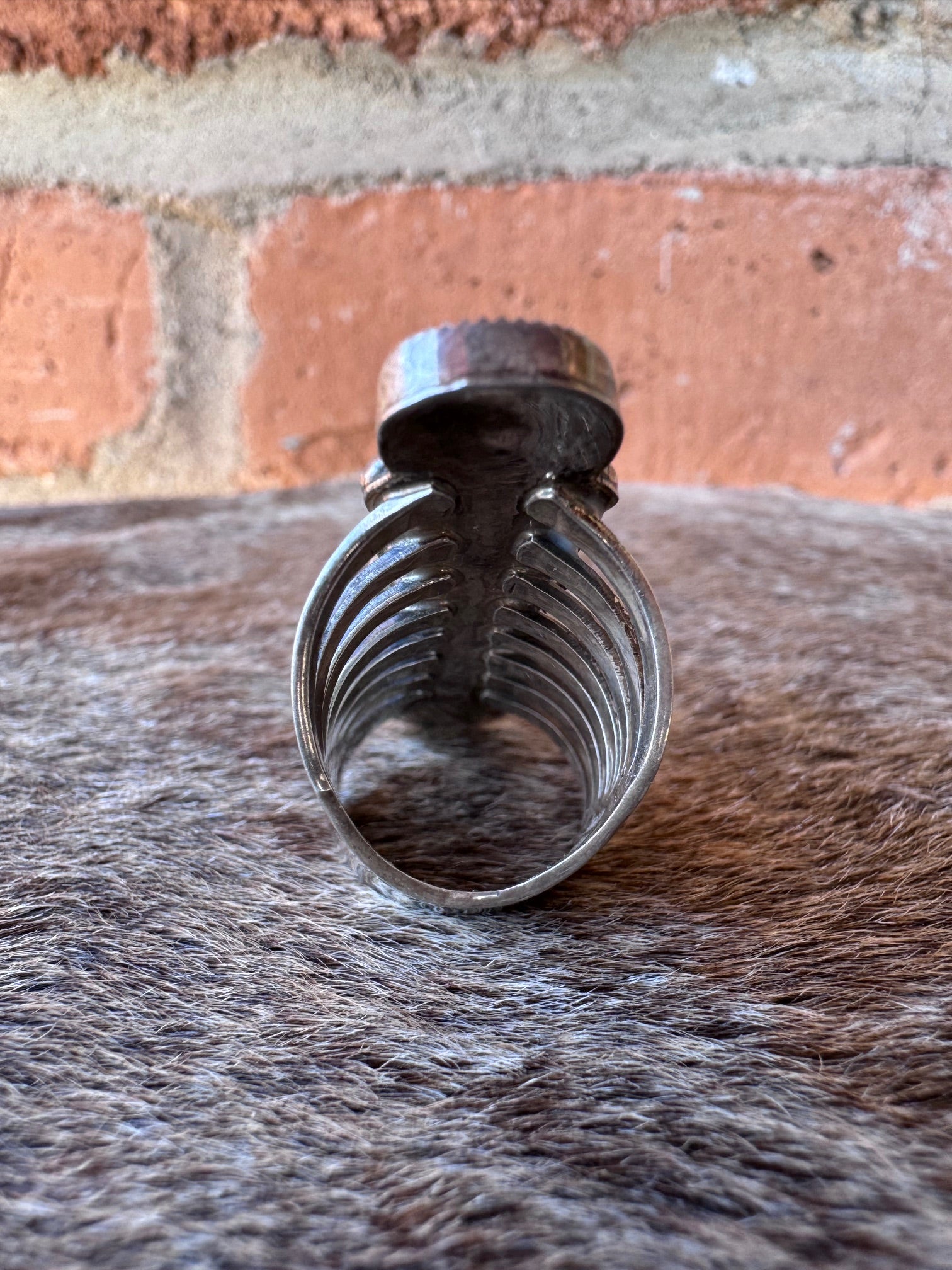 Handcrafted Sterling Silver & White Fire Opal 5 Stone Ring size 6 by T. Yazzie