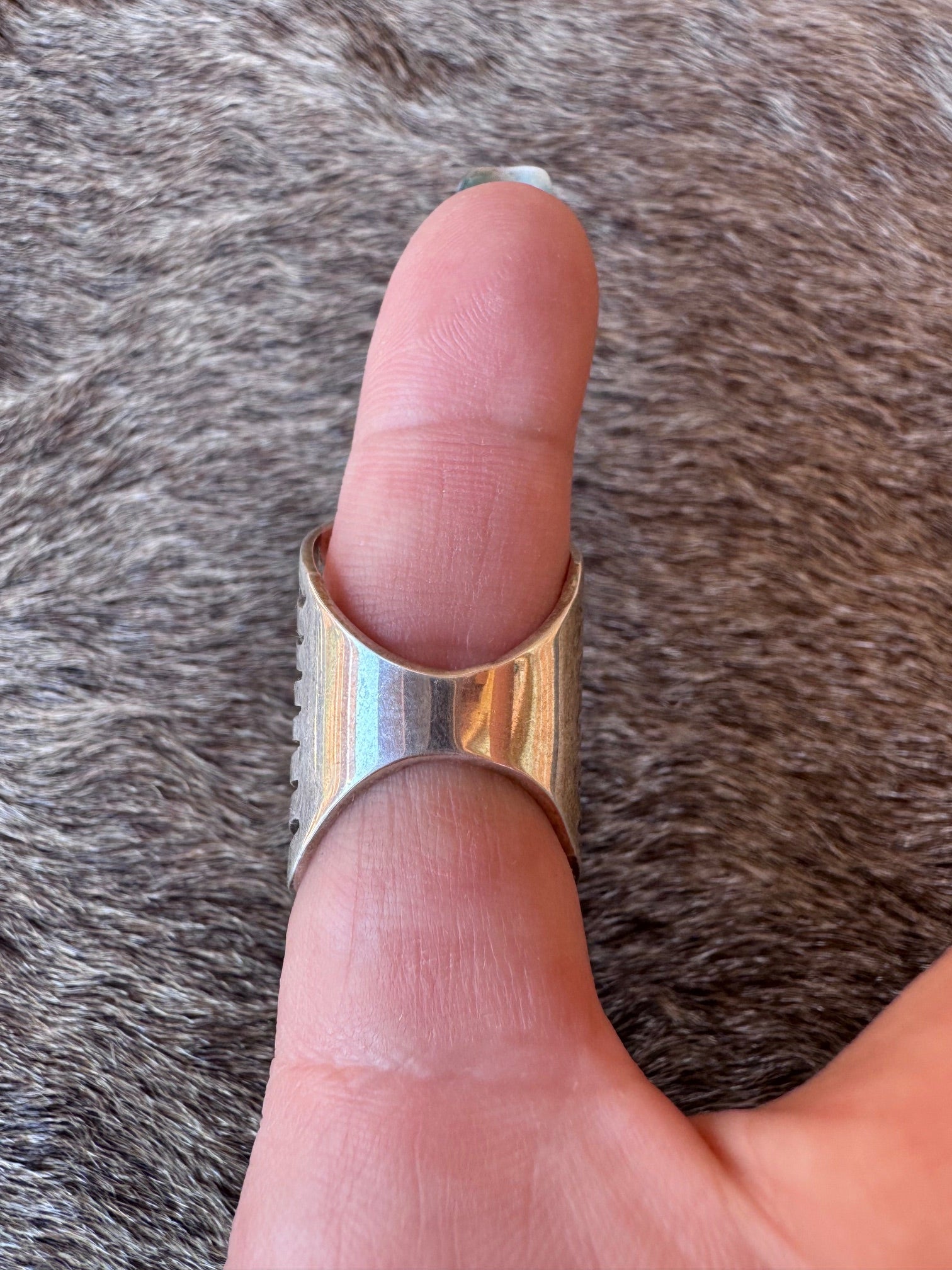 Handcrafted Sterling Silver & White Fire Opal 5 Stone Ring size 6 by T. Yazzie