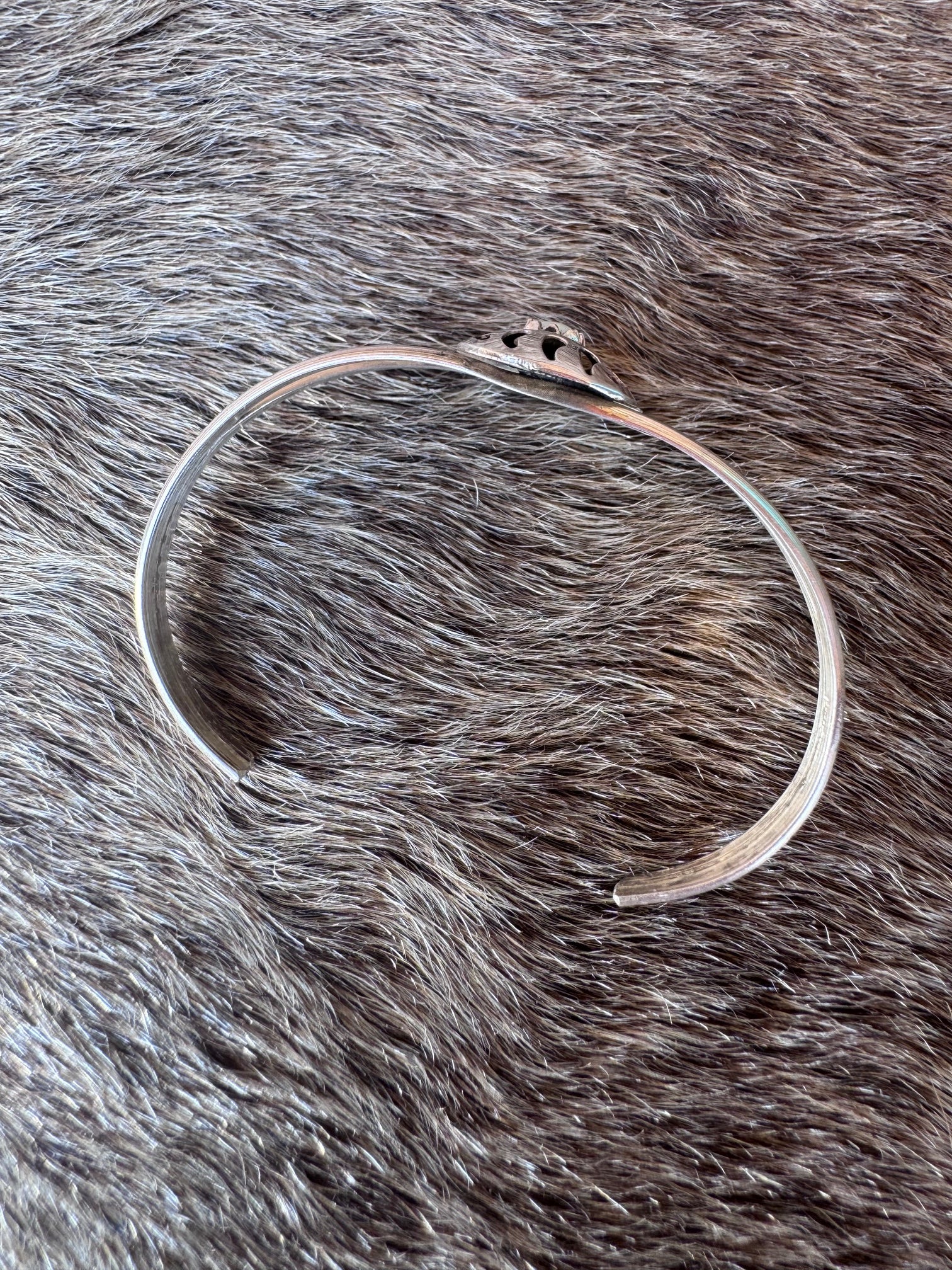 Handcrafted Sterling Silver And White Fire Opal Baby Bear Paw Cuff Bracelet