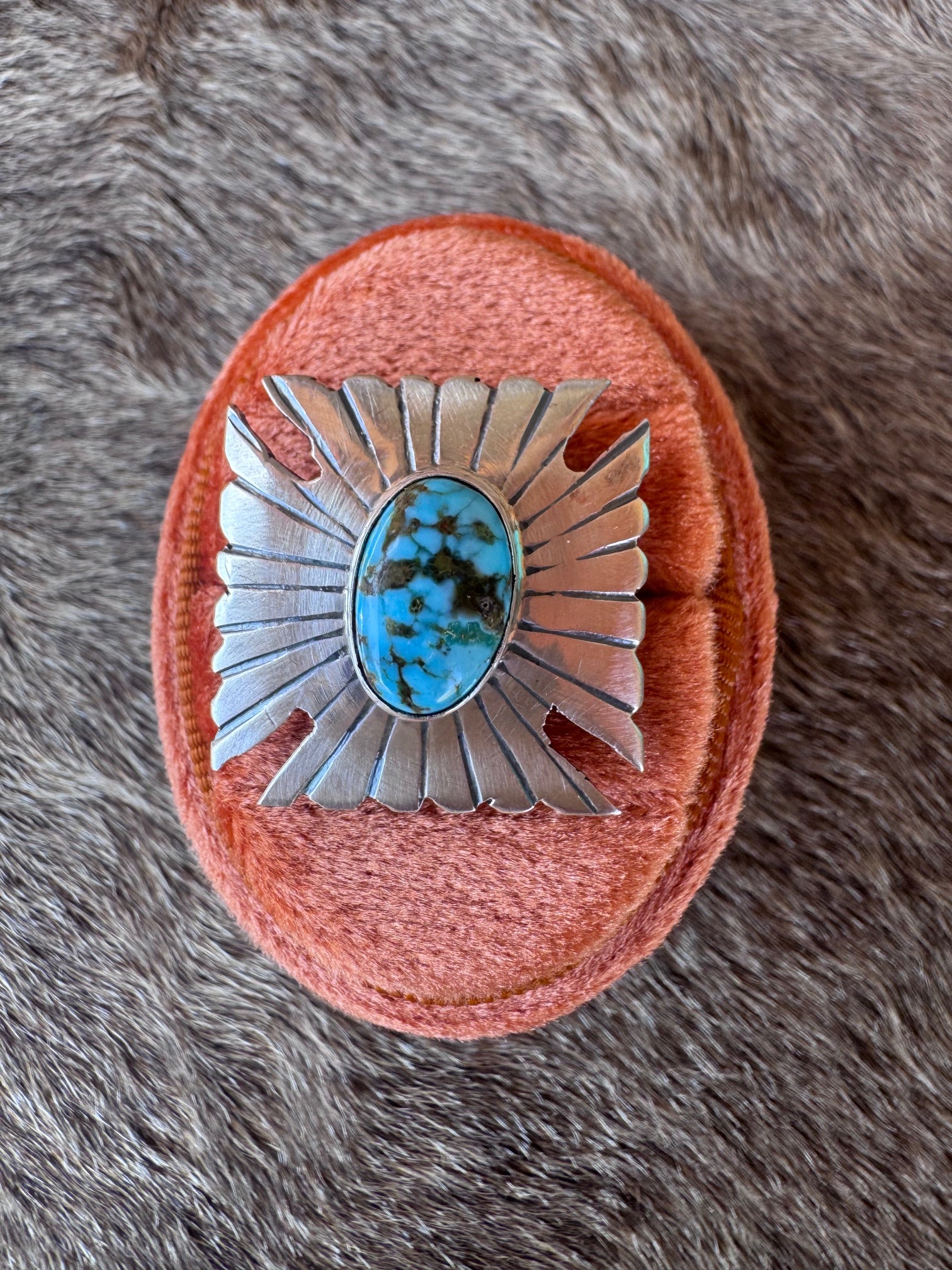 Handcrafted Turquoise & Sterling Silver Adjustable Cross Ring